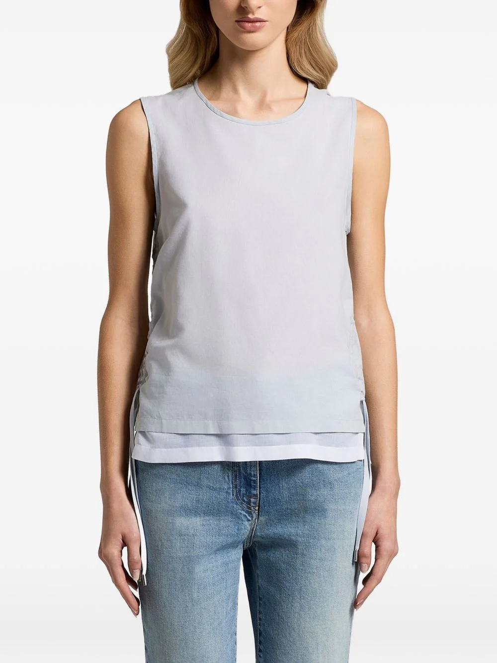 drawstring layered top - 1