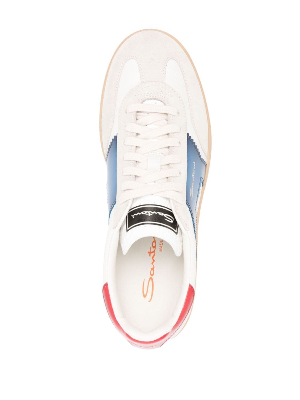 panelled leather sneakers - 4