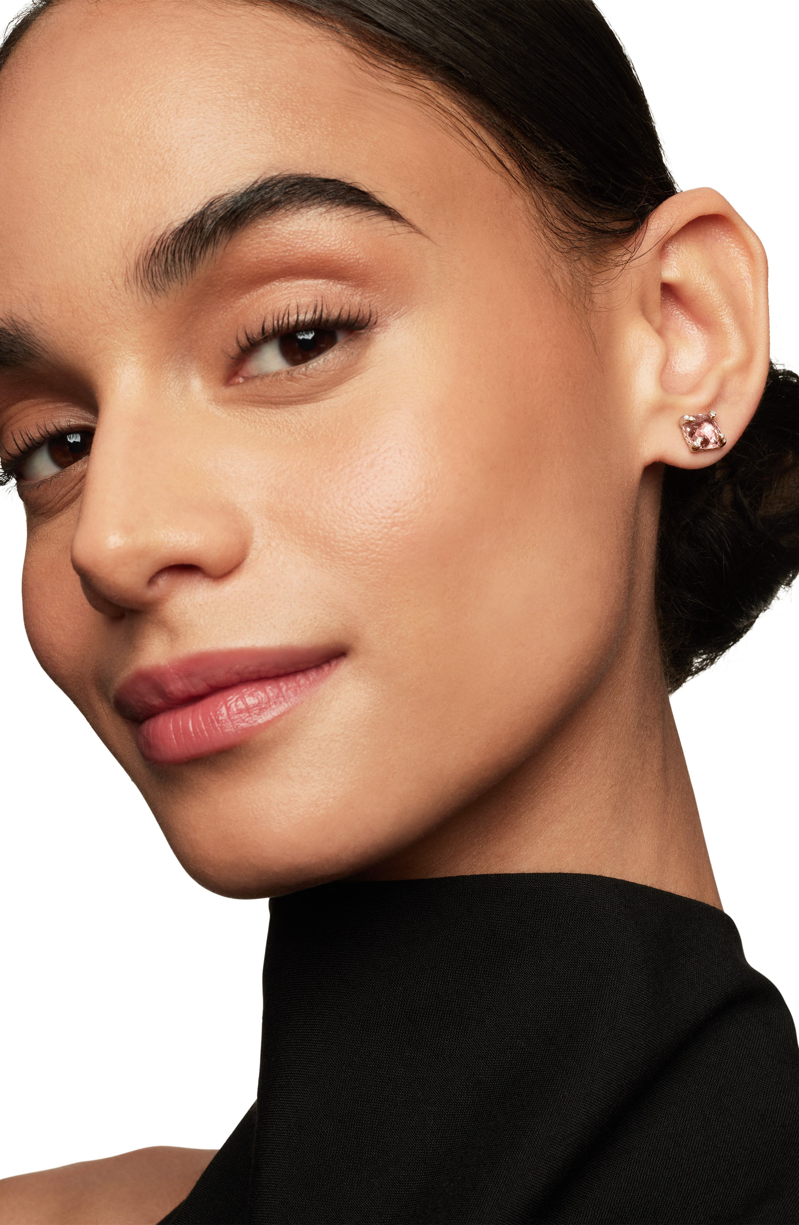 David Yurman Châtelaine® Morganite 18k Rose Gold Stud Earrings with Diamonds in Rose Gold/Diamond/Mo - 3