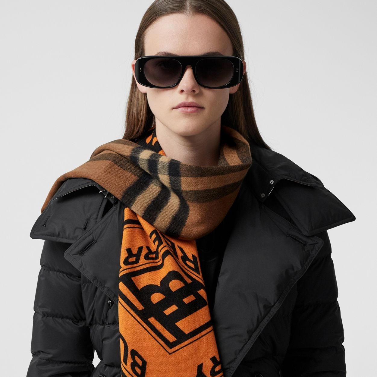 Reversible Check and Logo Graphic Cashmere Scarf - 3