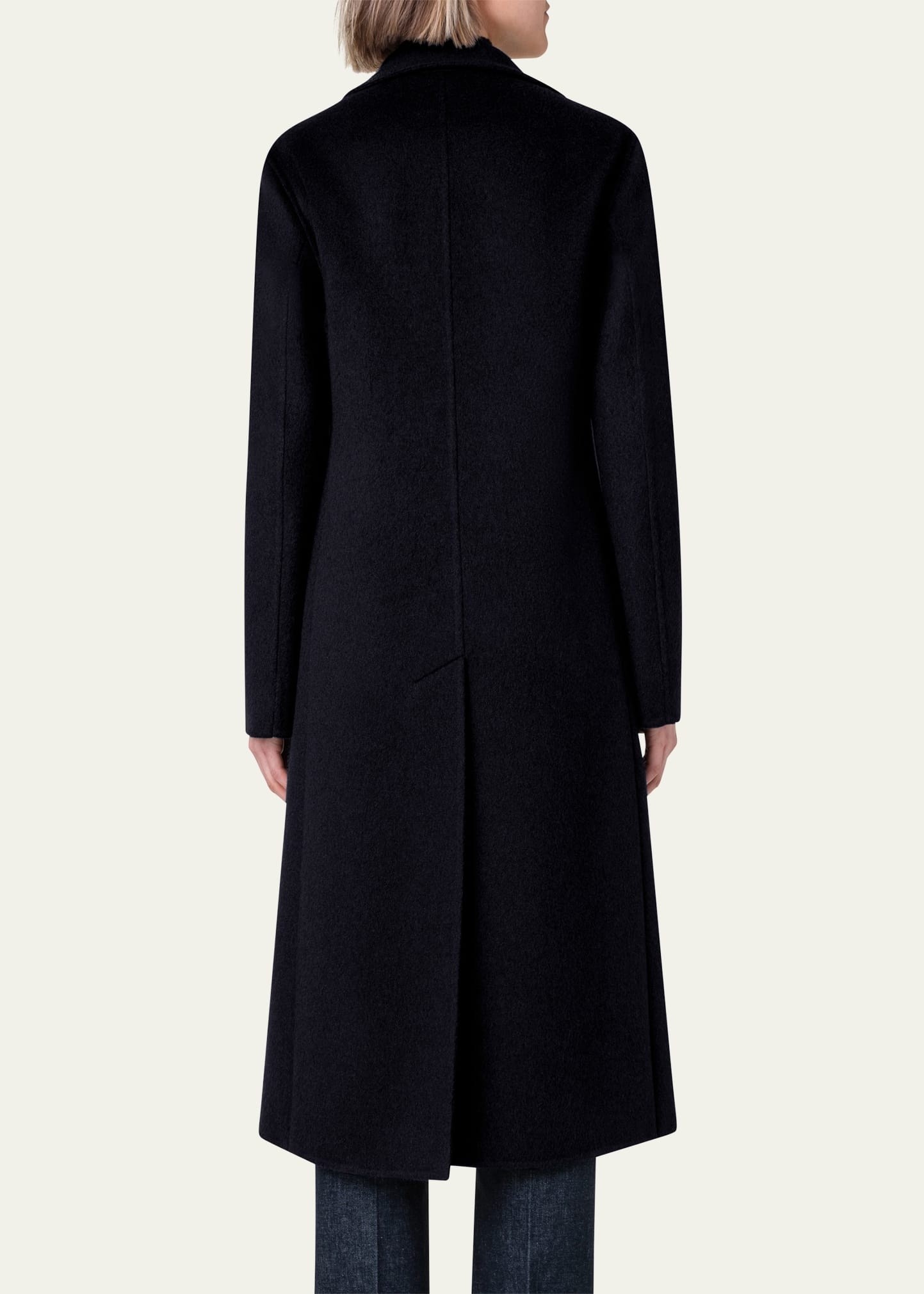 Leather Collar Cashmere Coat - 3