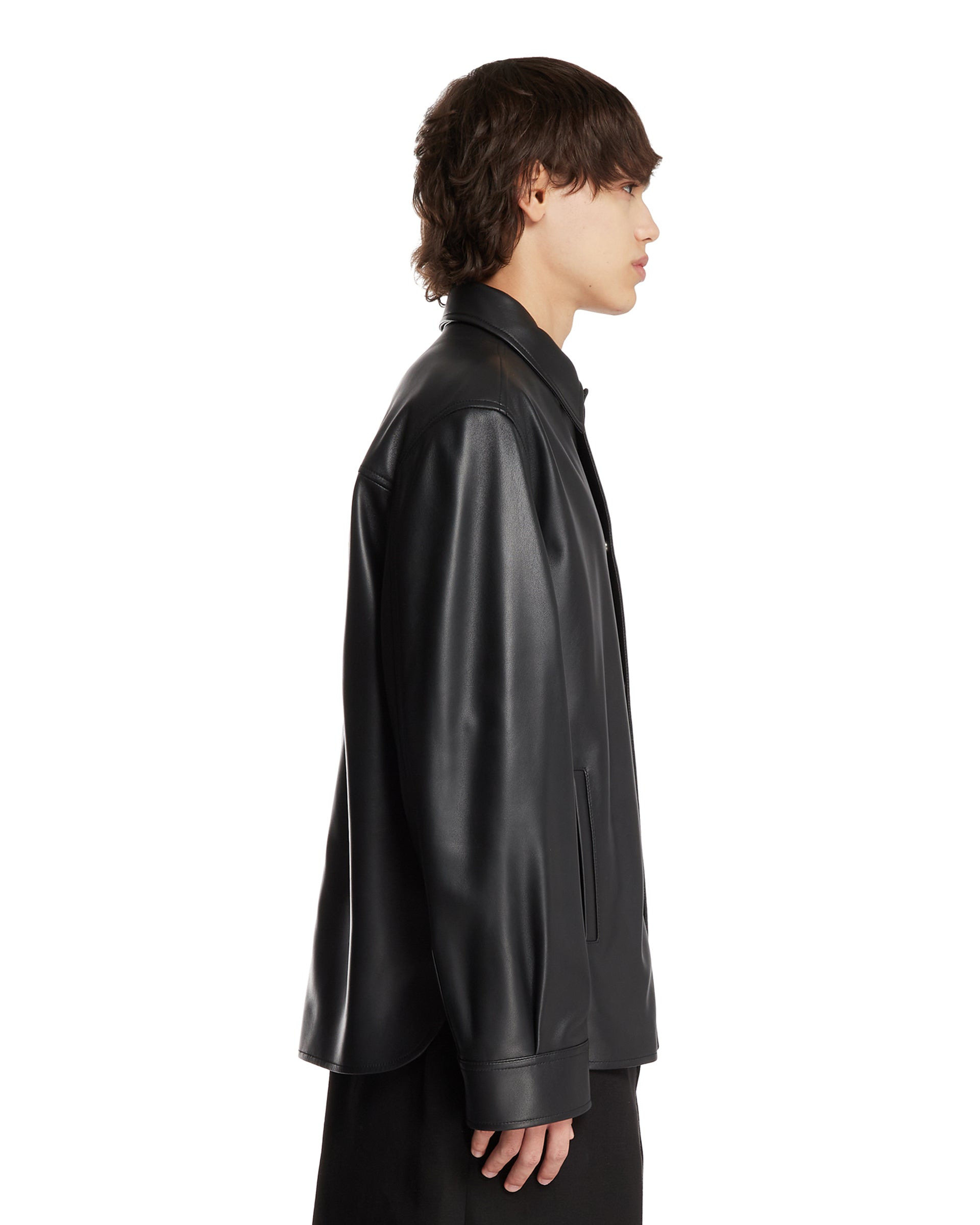 Black Leather Overshirt - 5