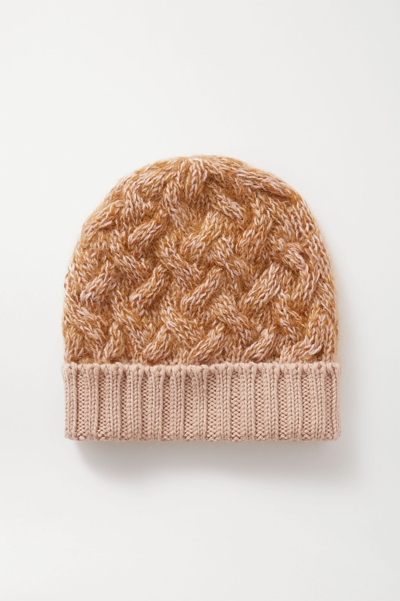 Cable-knit mélange wool-blend beanie - 1