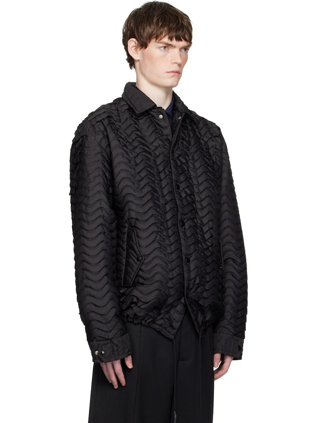 Black Wave Quilting Jacket - 2