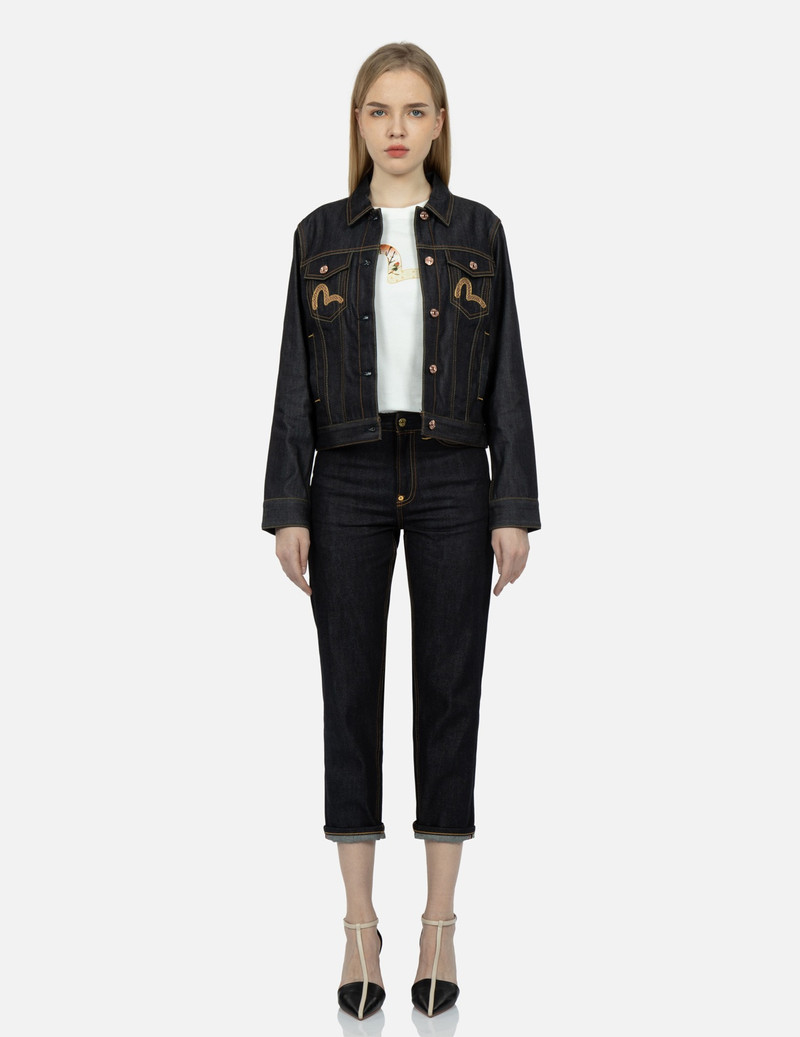 EVISU PEACOCK AND TSUBAKI EMBROIDERY DENIM JACKET outlook