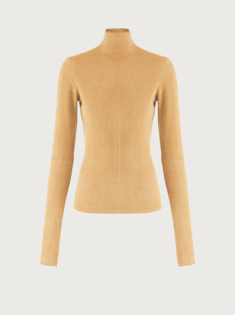 Suede stretch turtle neck 1