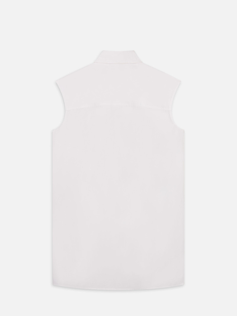The Sleeveless Shirt Dress in White 3
