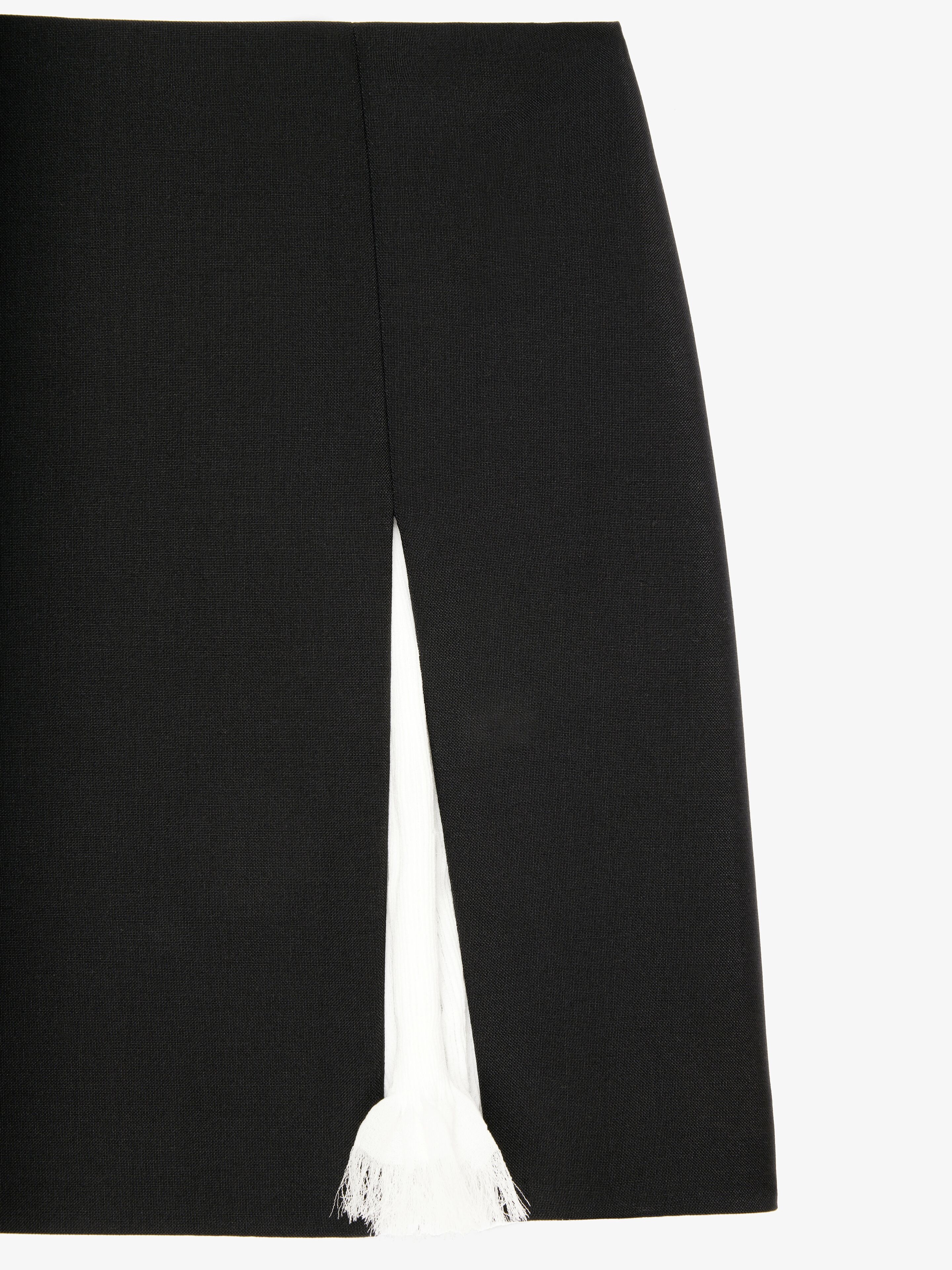 MINI SKIRT IN WOOL AND MOHAIR WITH CONTRASTED INSERTS - 5