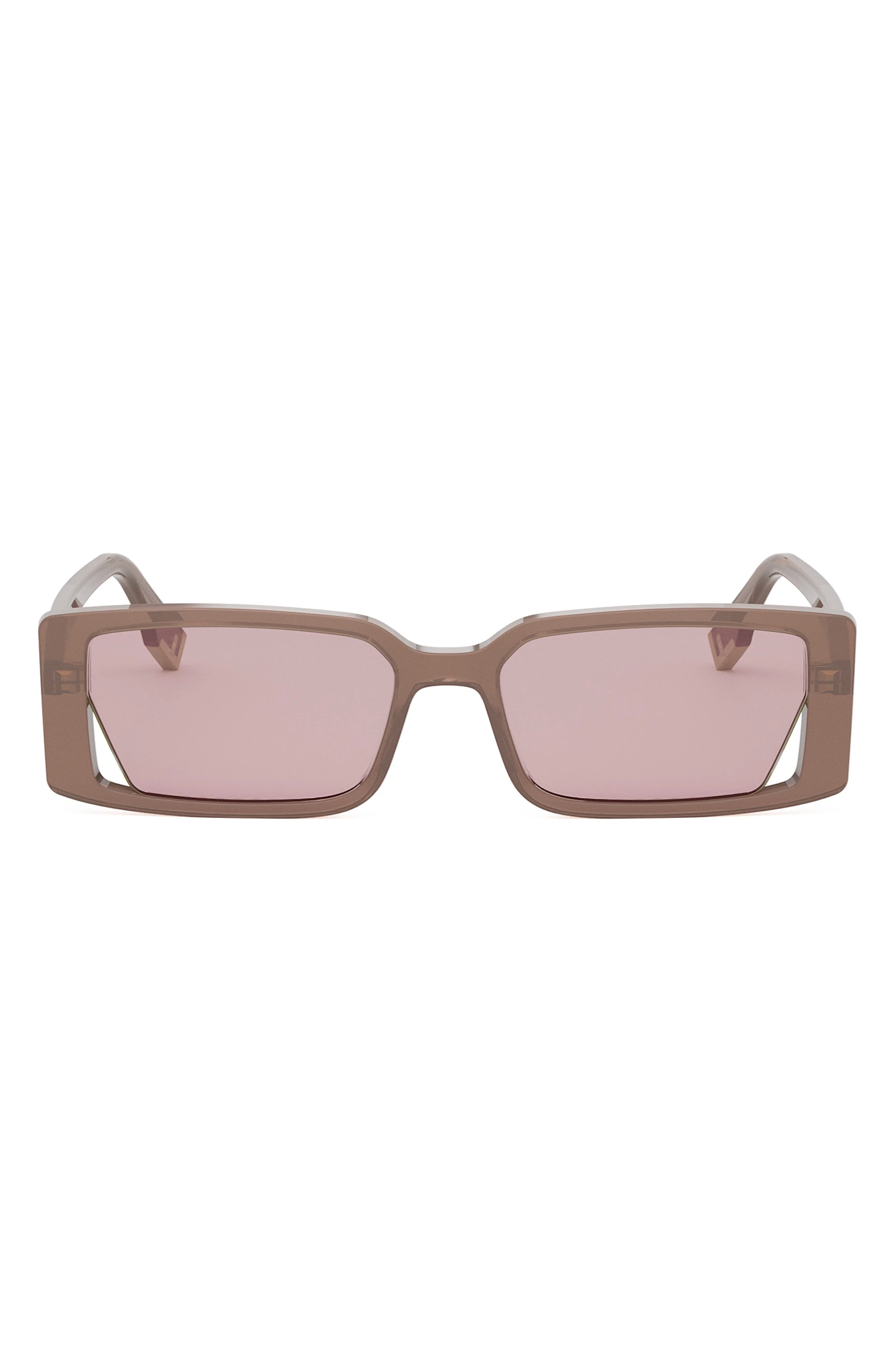 Fendi Way 53mm Rectangular Sunglasses in Shiny Light Brown /Violet at Nordstrom - 1