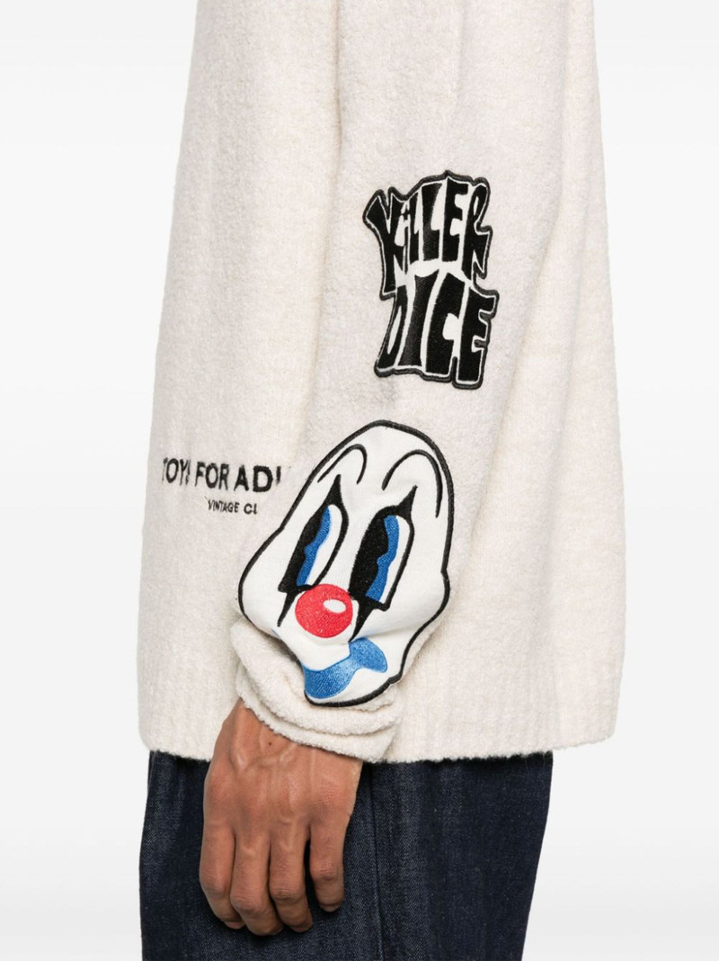 patch-detailing bouclé sweater 5