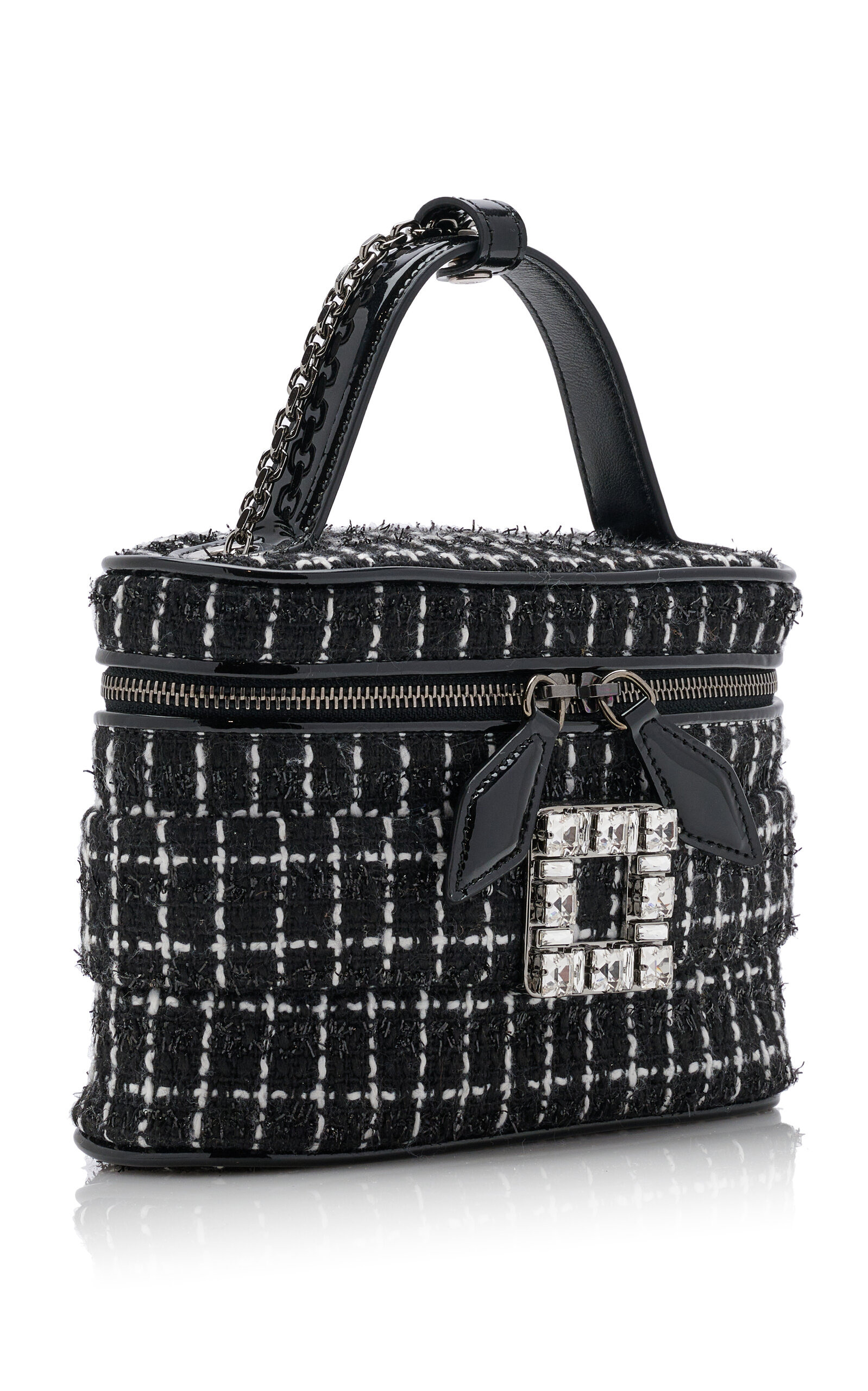 Crystal-Buckle Tweed Vanity Micro Bag black - 4