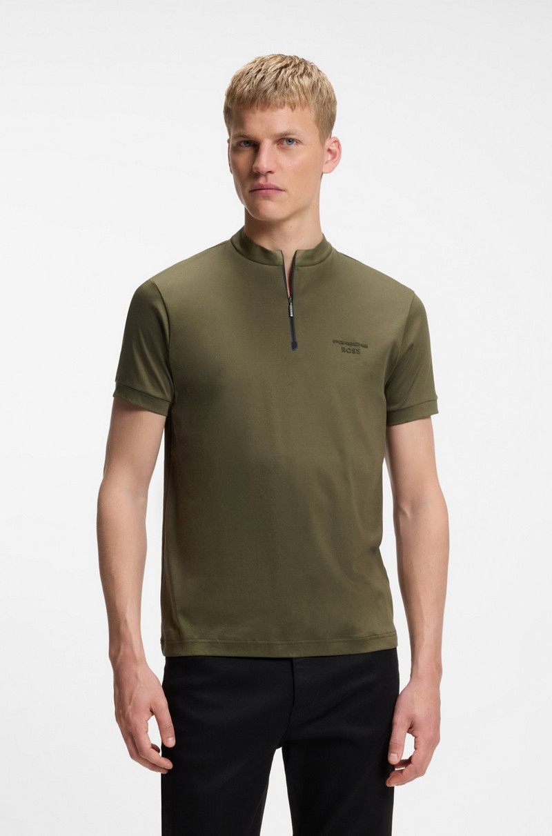 PORSCHE X BOSS ZIPPER-NECK POLO SHIRT IN COTTON 2