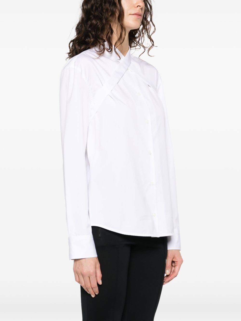 cross-collar cotton-poplin shirt - 3