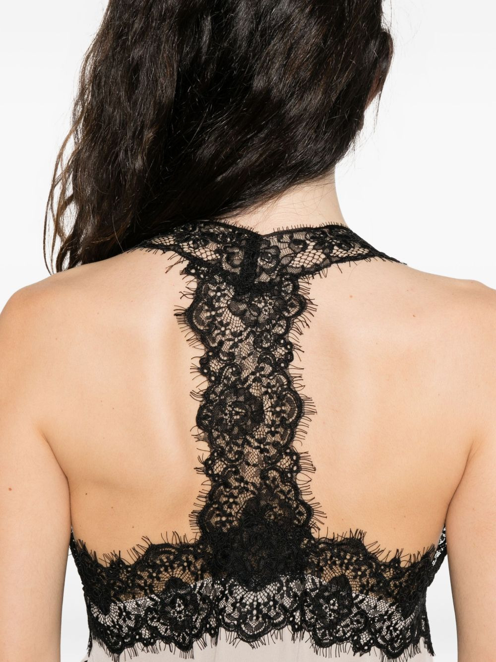 lace-trim silk top - 5