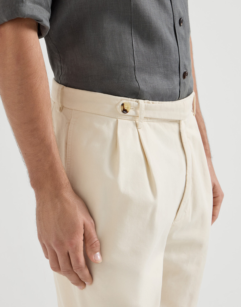 Garment-dyed Bermuda shorts in twisted cotton gabardine with pleats and tabbed waistband 4