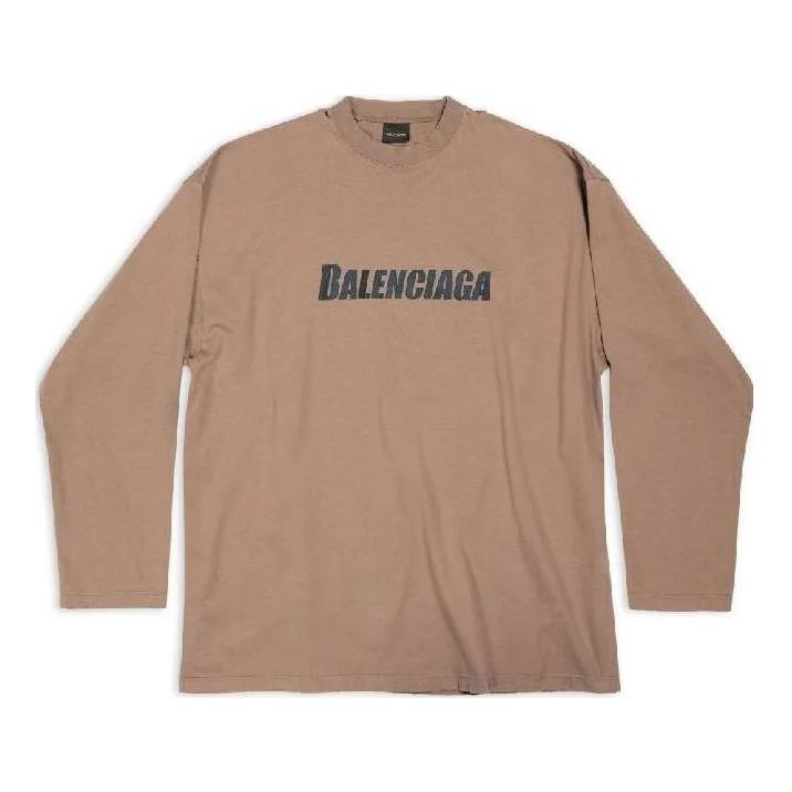 Balenciaga Caps Oversized Long Sleeve T-Shirt 'Khaki' 681046TNVL17761 - 1