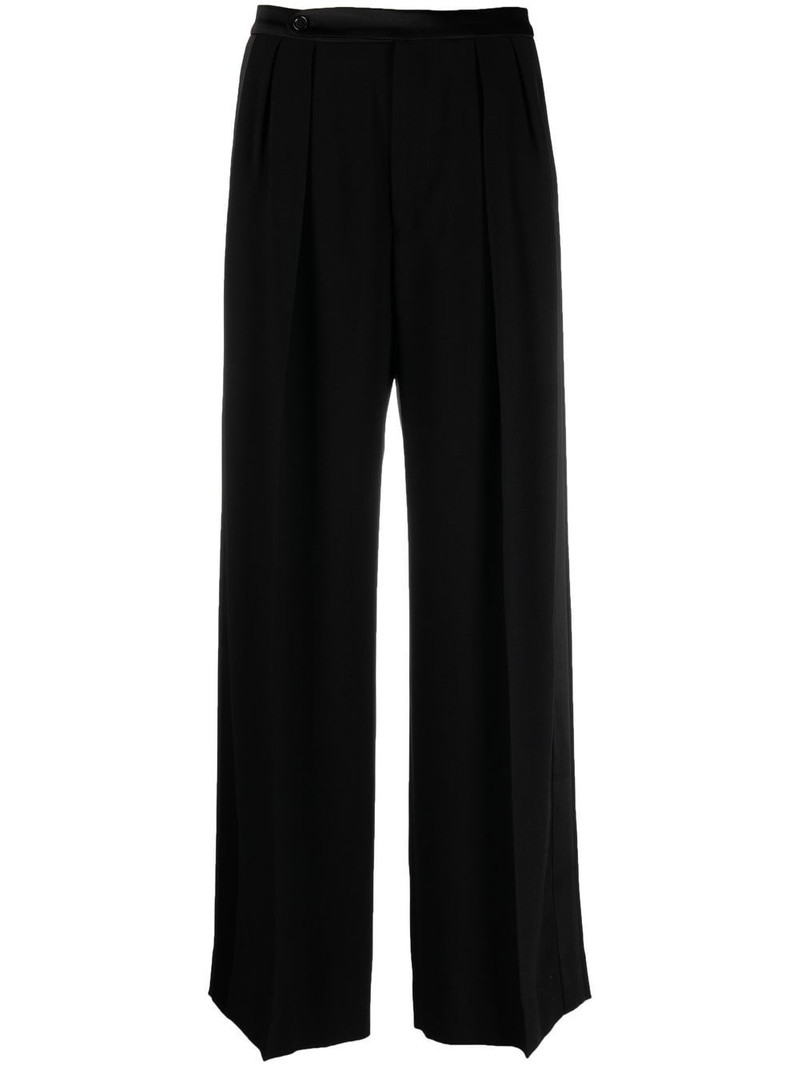 satin-trim pleated trousers 1