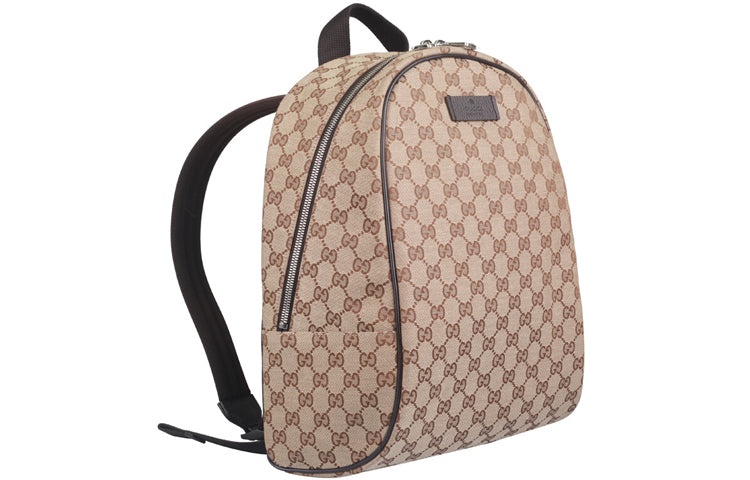 Gucci Logo Leather Logo Canvas schoolbag Backpack Unisex / / Brown Classic 449906-KY9NN-9873 - 2