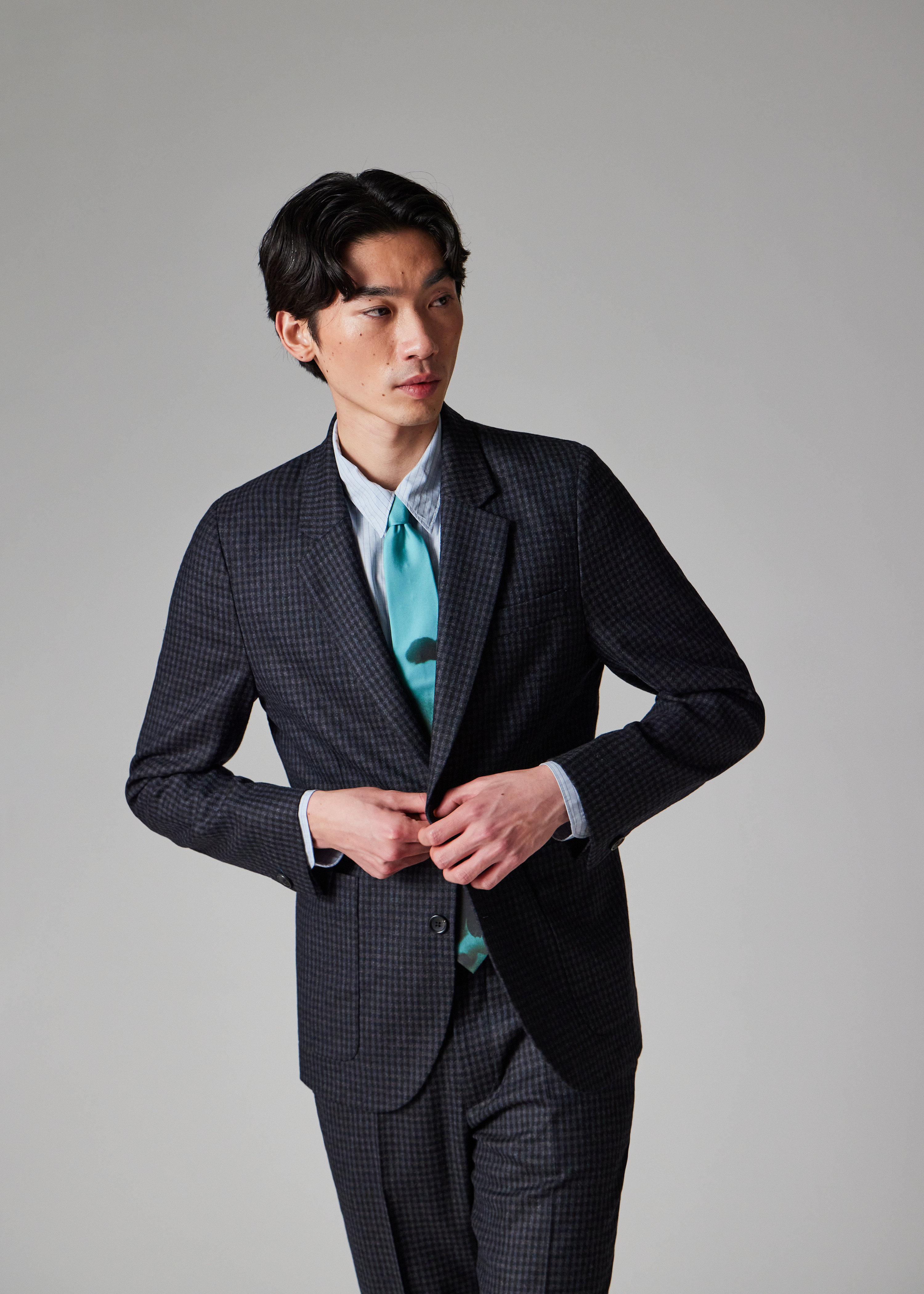 Navy Check Wool Buggy-Lined Suit - 12