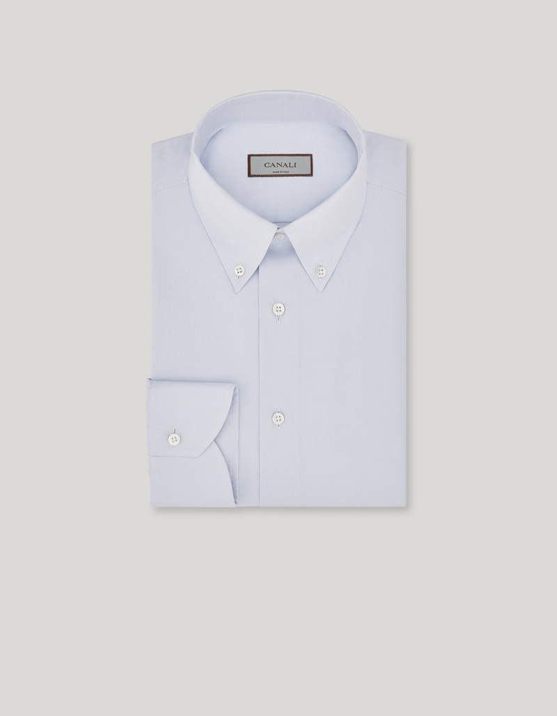 LIGHT BLUE COTTON TWILL SHIRT WITH BUTTON-DOWN COLLAR 1