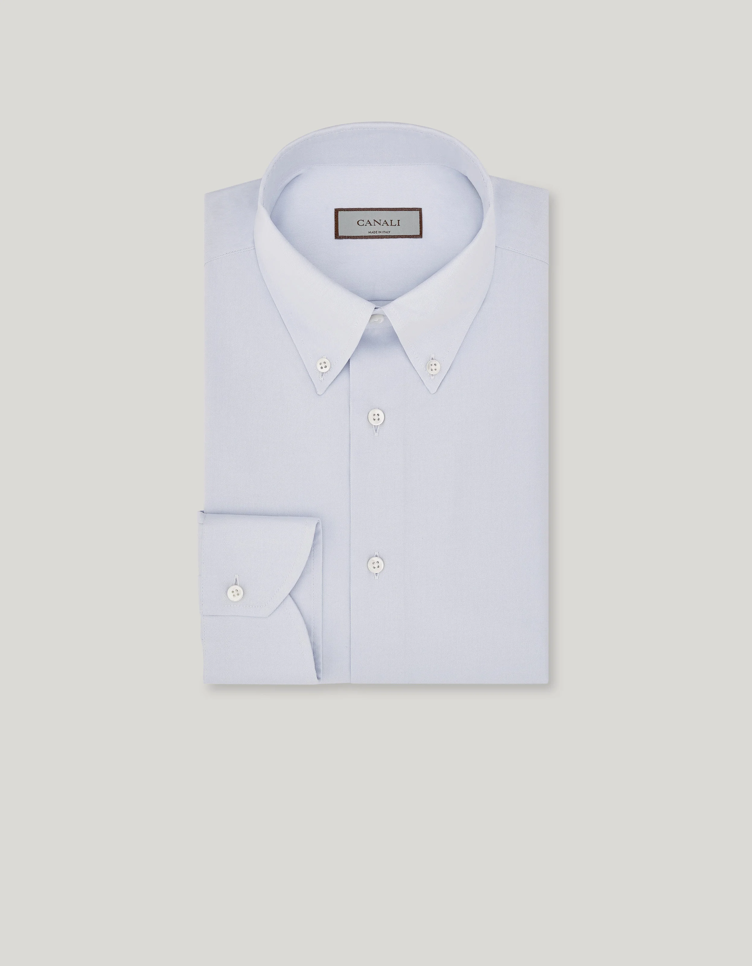 LIGHT BLUE COTTON TWILL SHIRT WITH BUTTON-DOWN COLLAR - 1