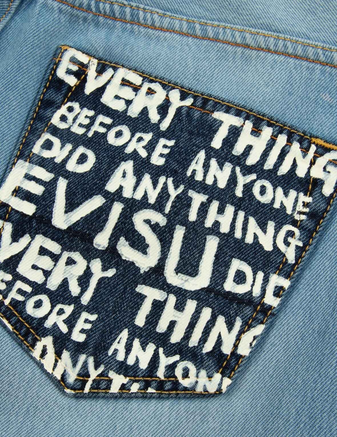 BRAND MOTTO PRINT FABRIC-BLOCKING BOYFRIEND JEANS - 7