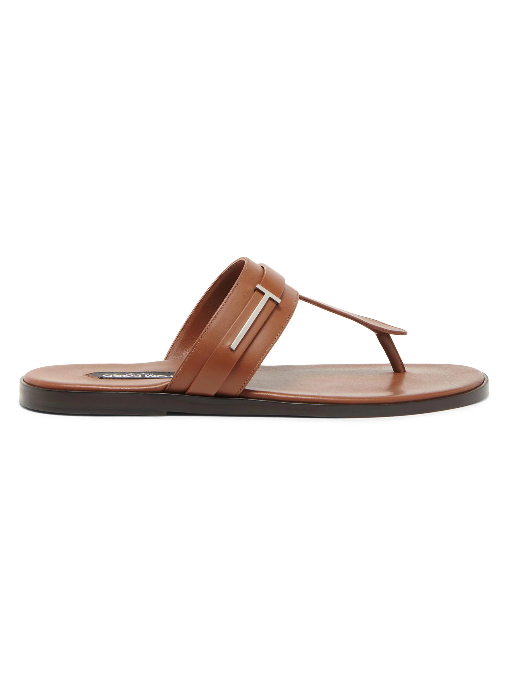 Men's Logo Smooth Leather Sandals - Caramel - 1