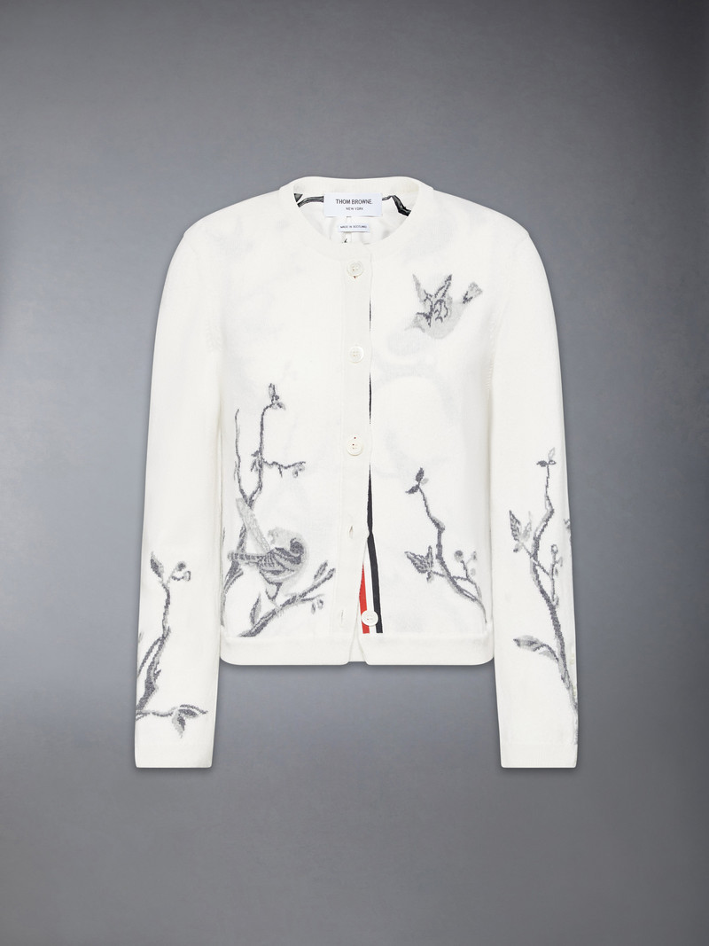 SCENIC BIRDS INTARSIA CASHMERE CARDIGAN 1