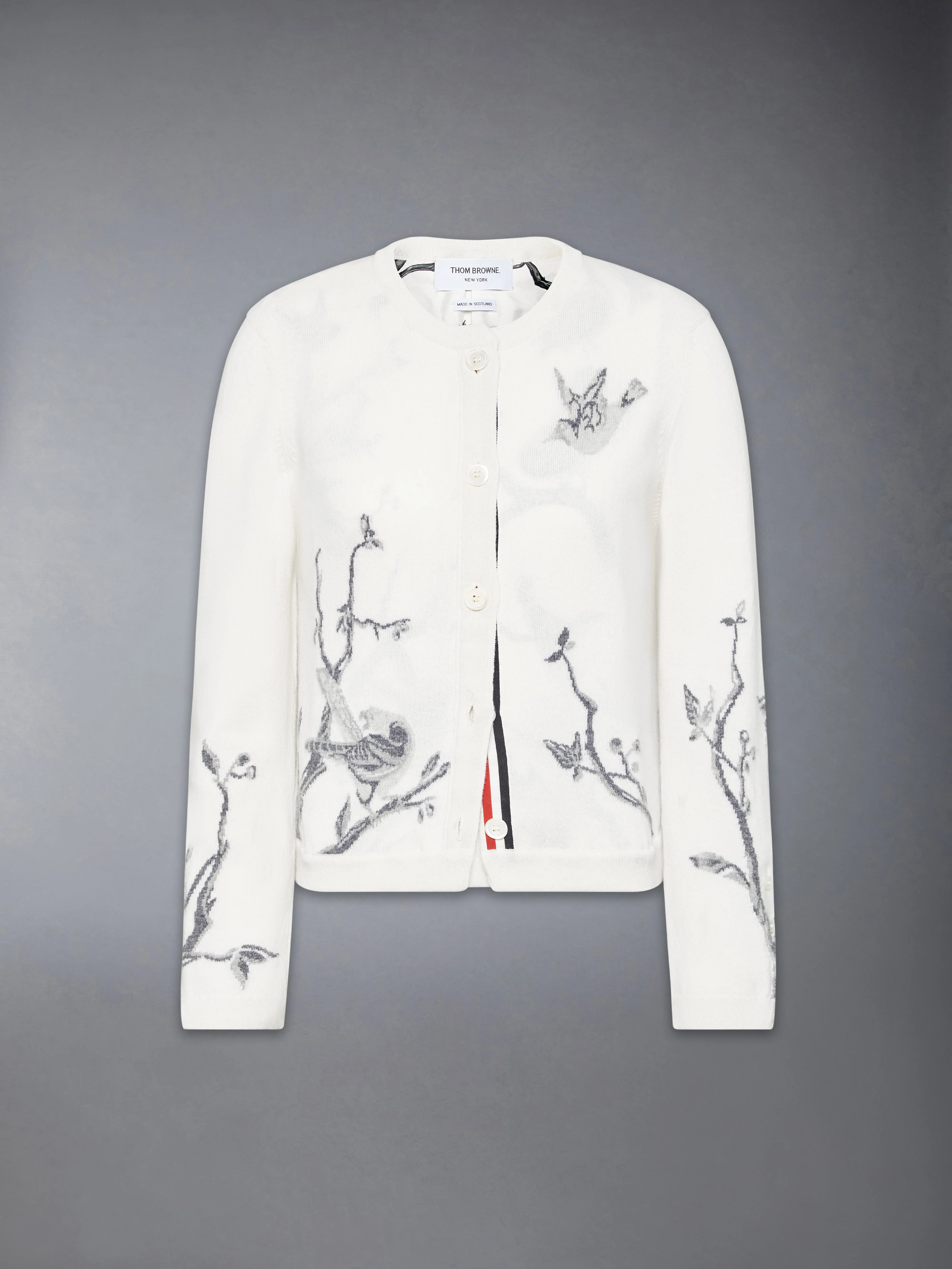 SCENIC BIRDS INTARSIA CASHMERE CARDIGAN - 1