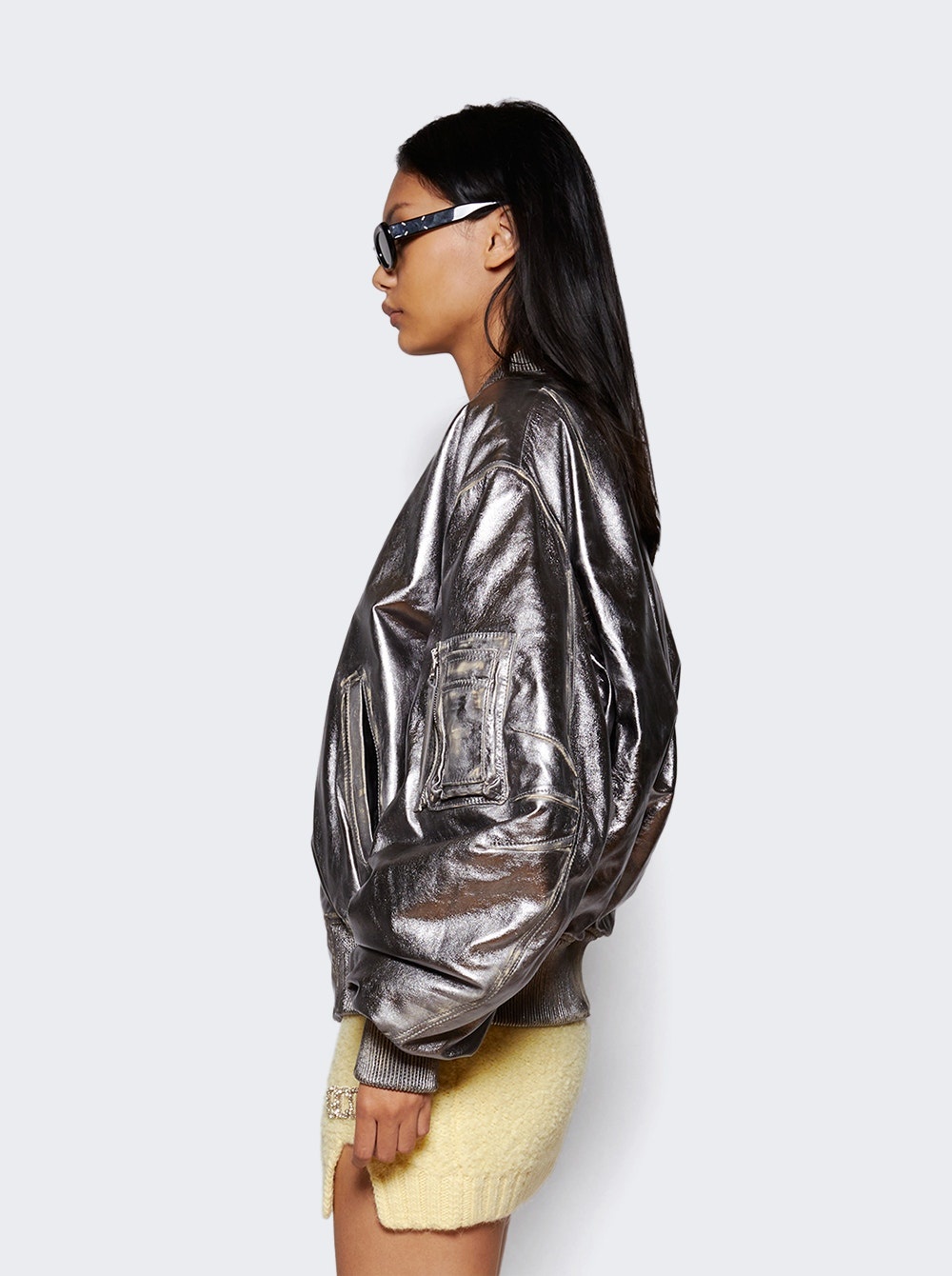 Metallic Bomber Jacket Silver - 4