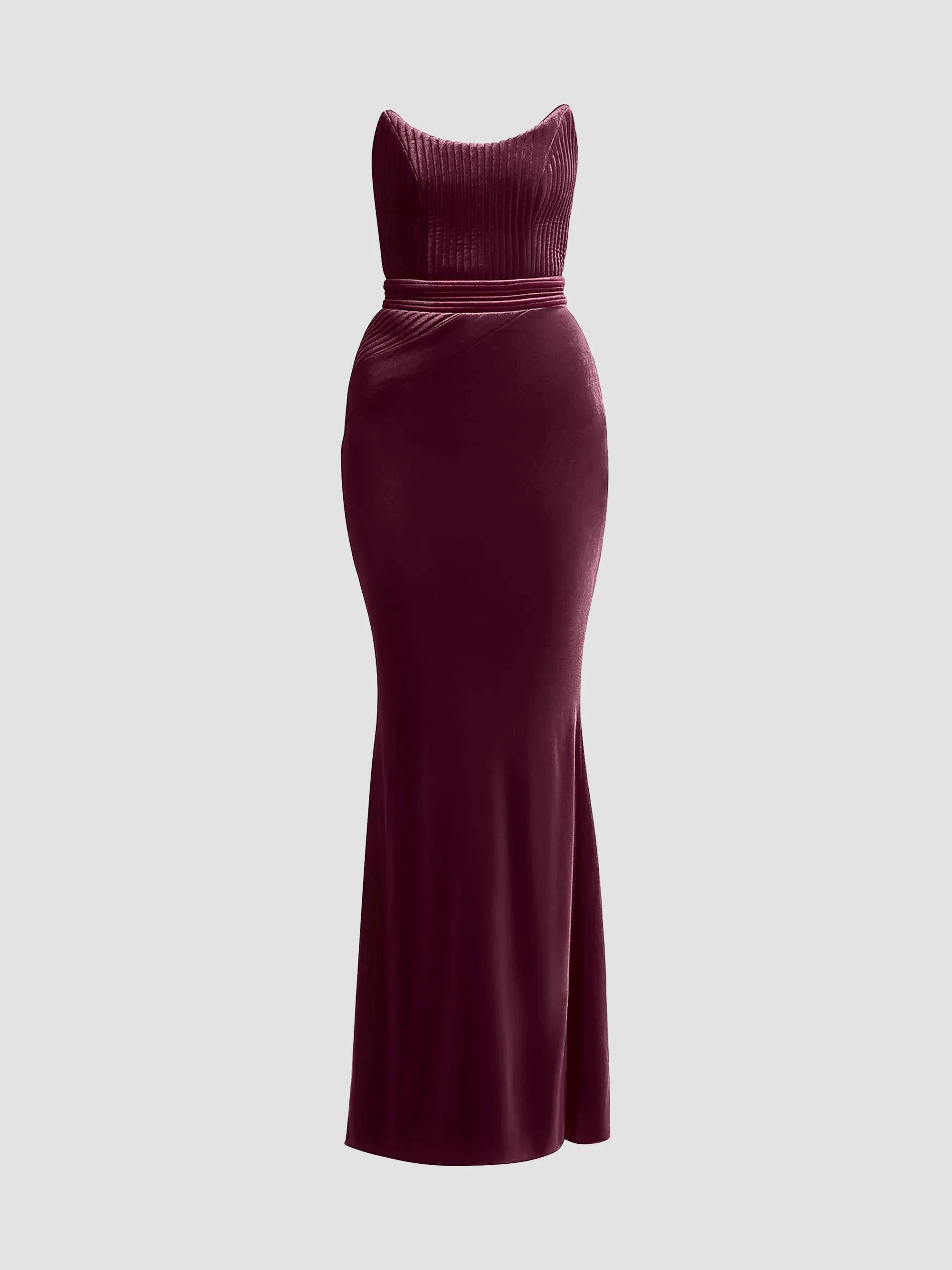Women's Reine De Reinettes Velvet Strapless Gown - Mauve - 1
