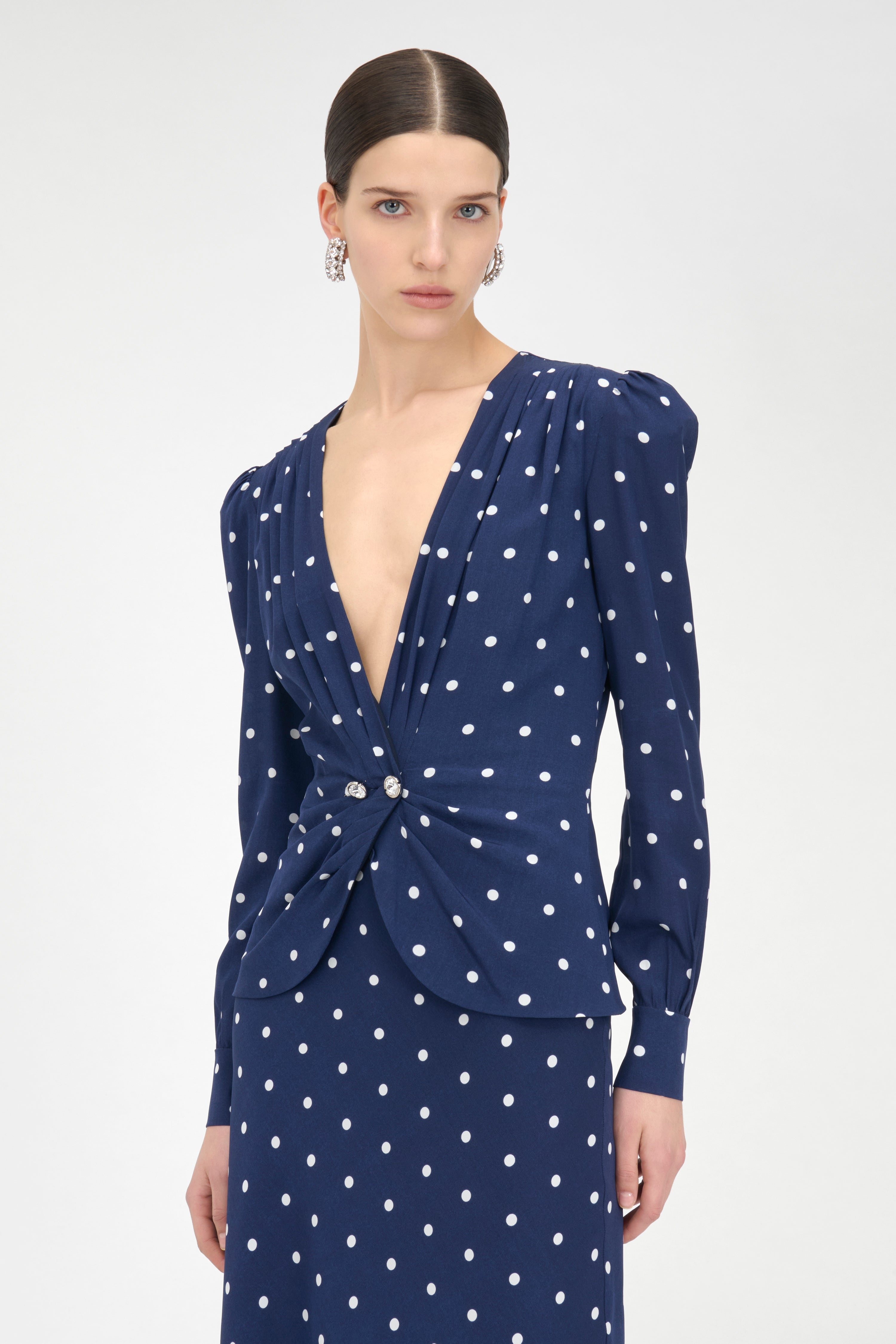 POLKA DOT DRESS WITH JEWEL BUTTONS - 5