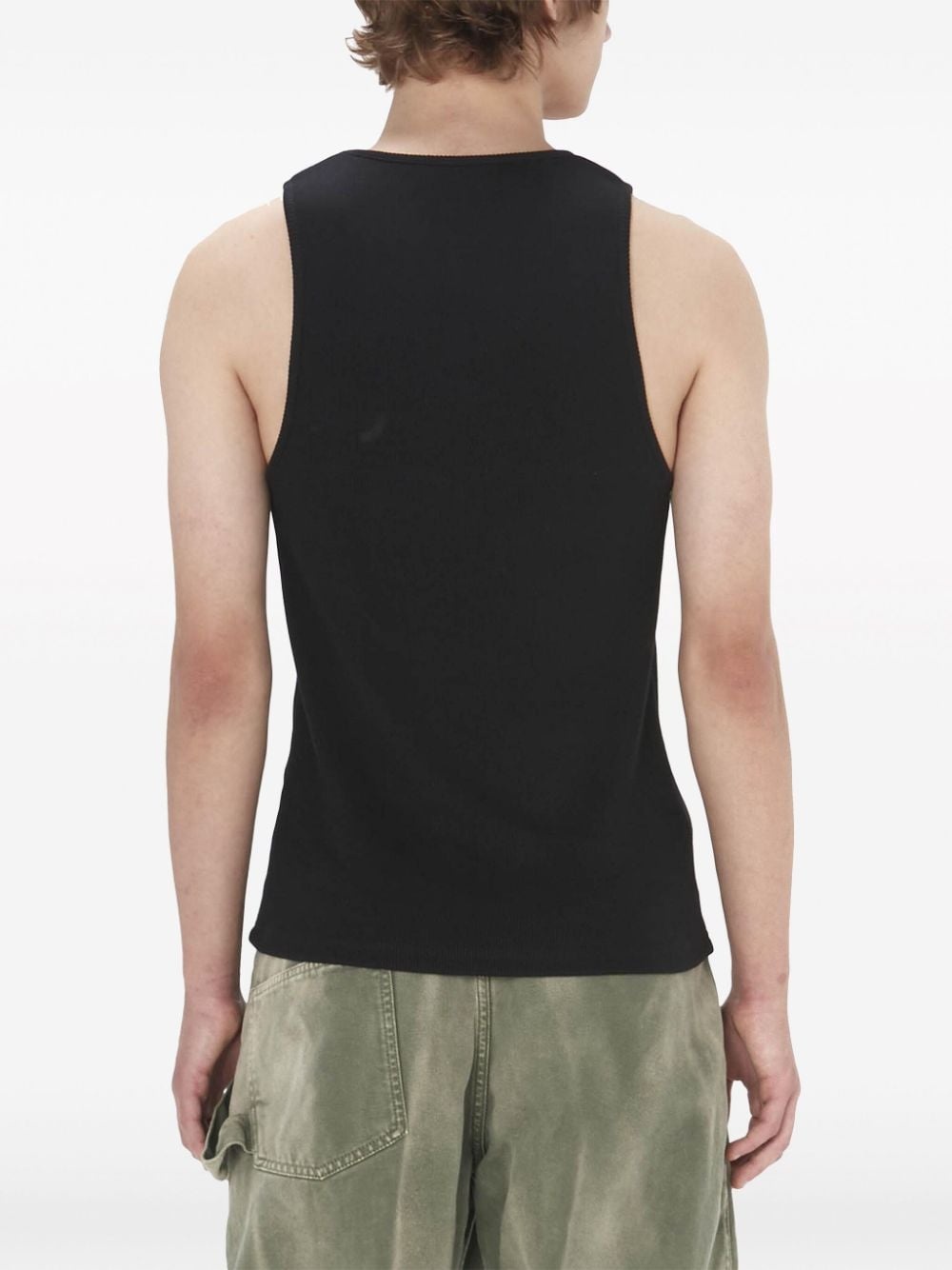 logo-embroidered ribbed-knit tank top - 4