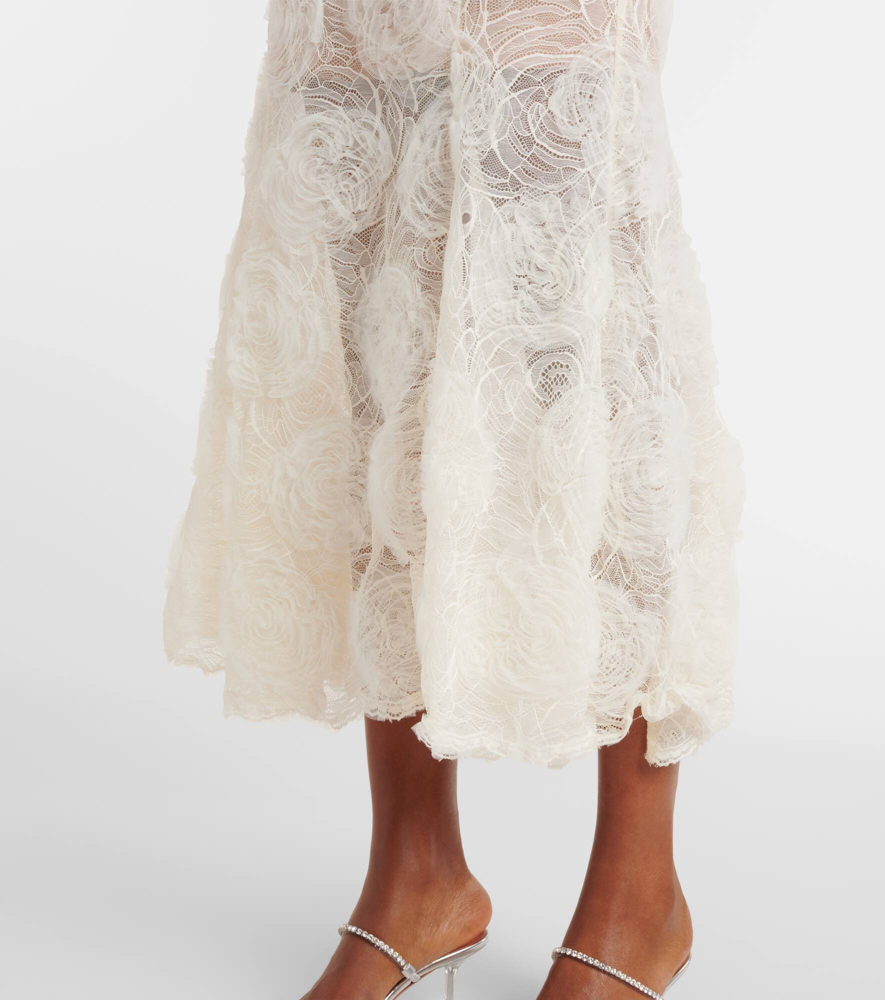 Semi-sheer lace midi dress - 5