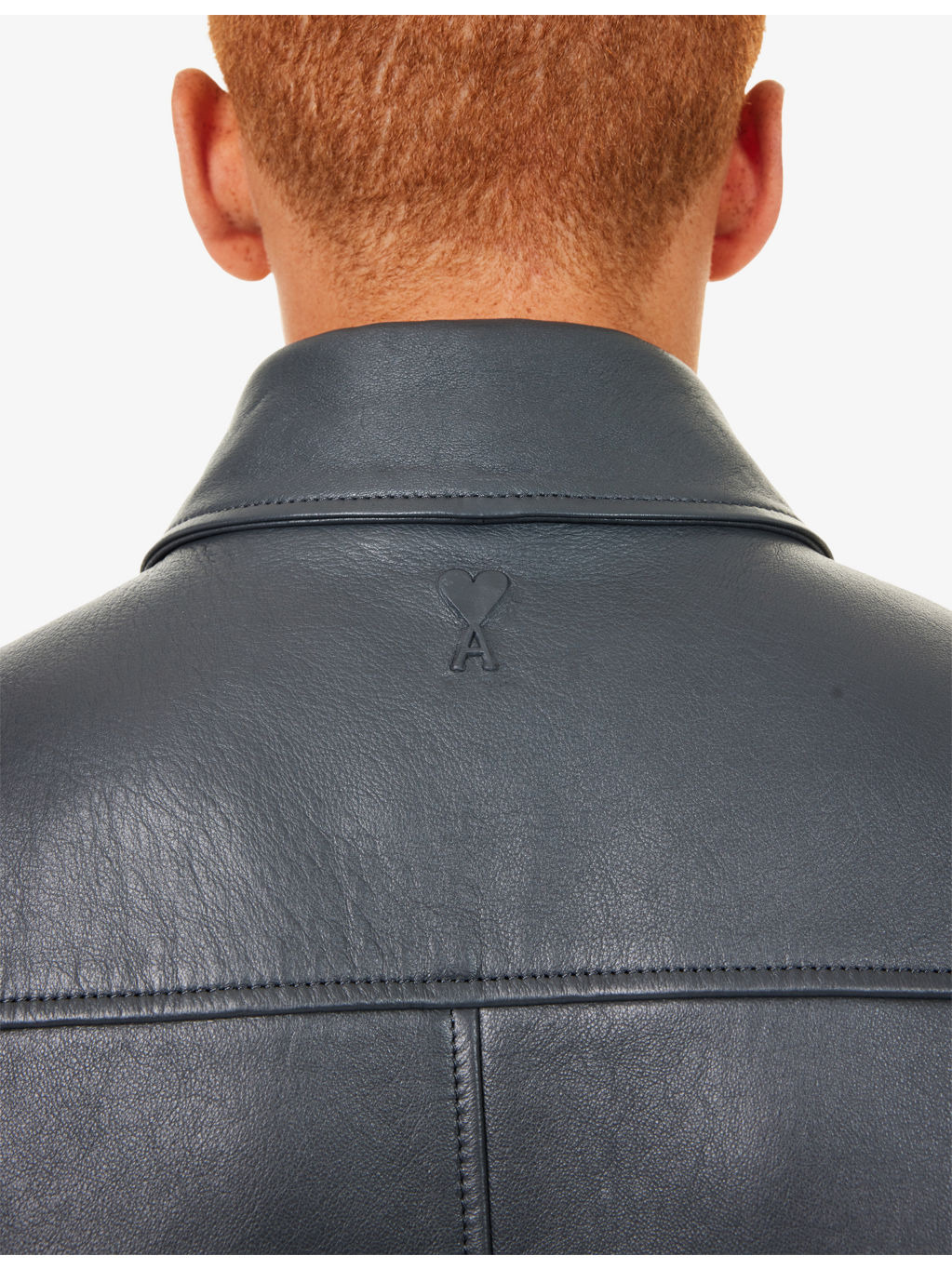 Regular-Fit Spread-Collar Leather Jacket - 8