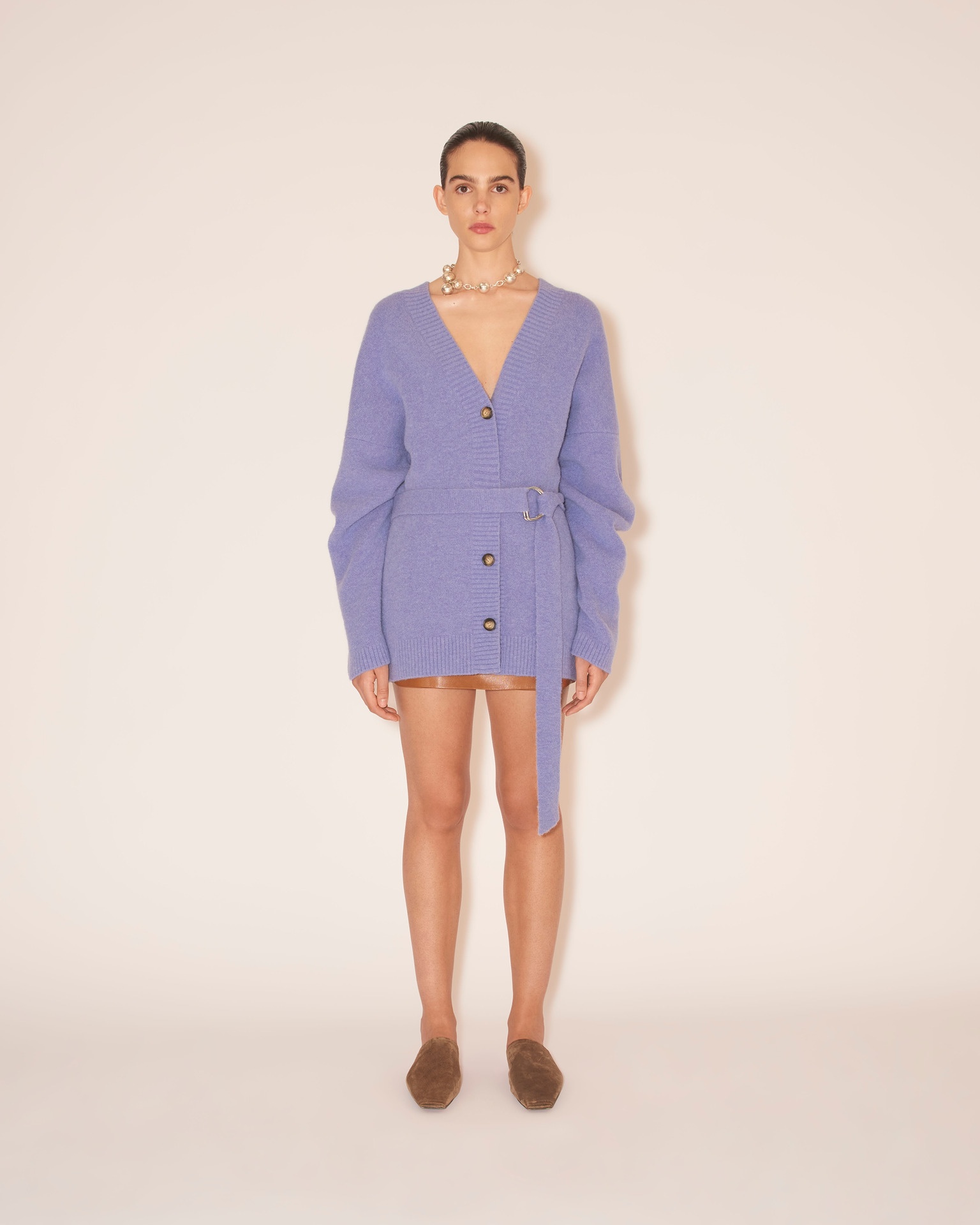 ESRE - Belted cardigan - Lilac - 2