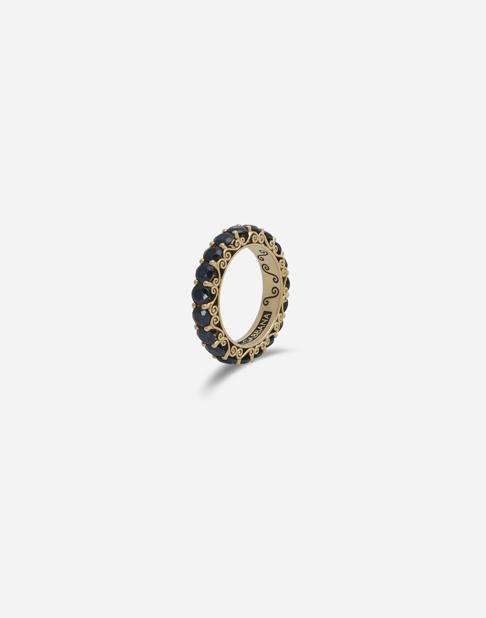 Yellow gold Family ring with black sapphires - 2