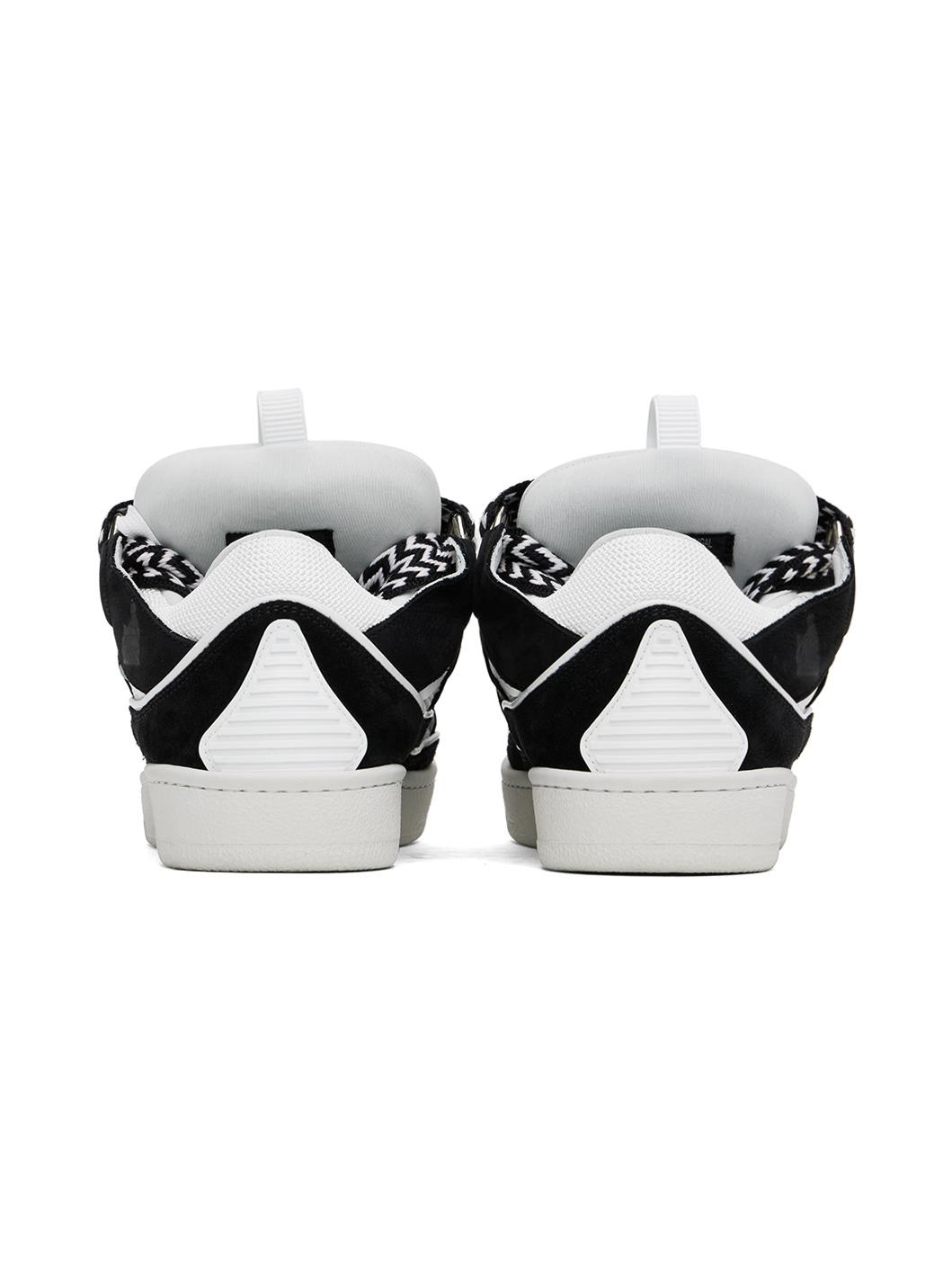 Black & White Leather Curb Sneakers - 2