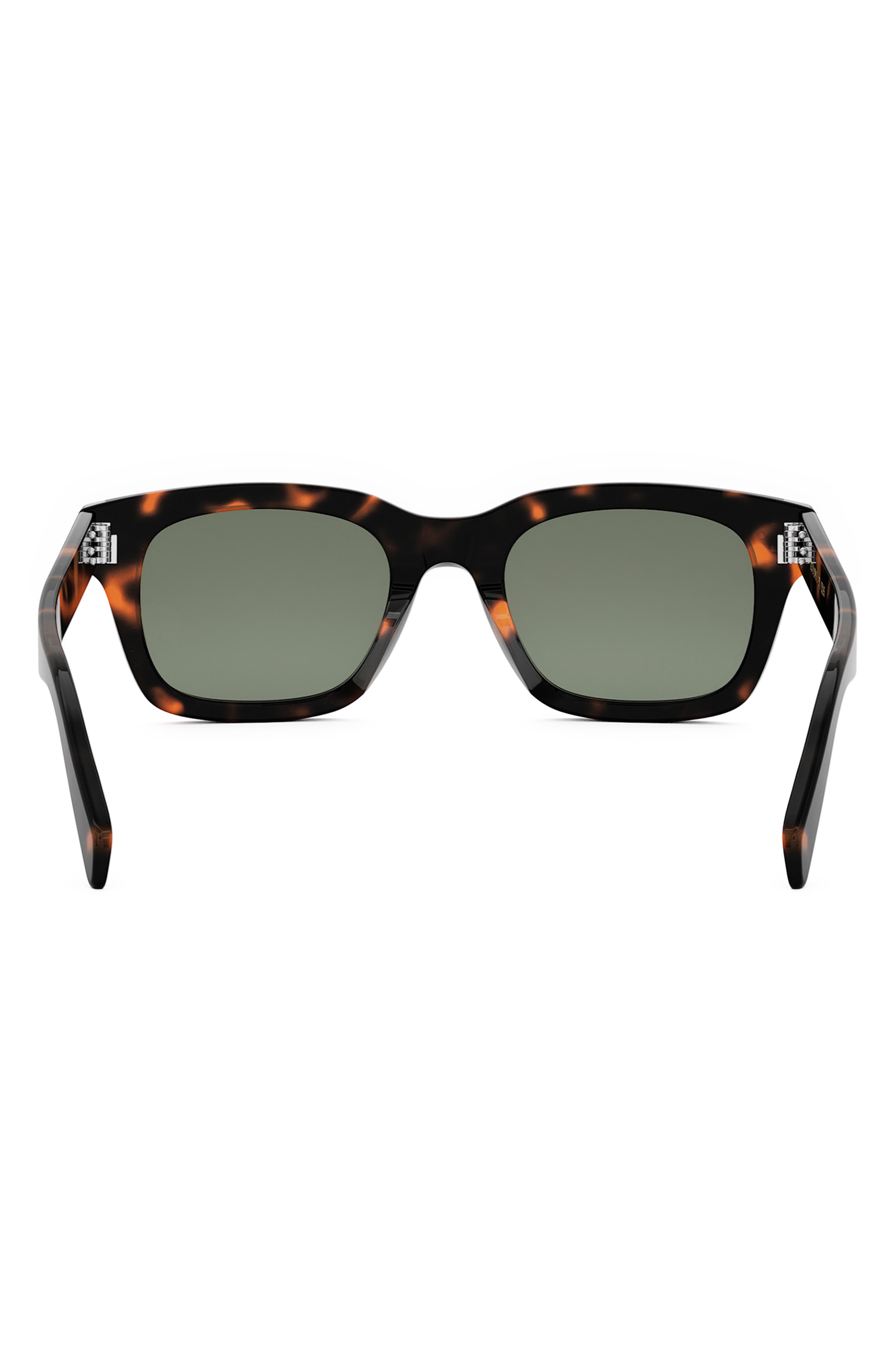 CELINE Bold 3 Dots 50mm Square Sunglasses in Dark Havana /Green at Nordstrom - 4