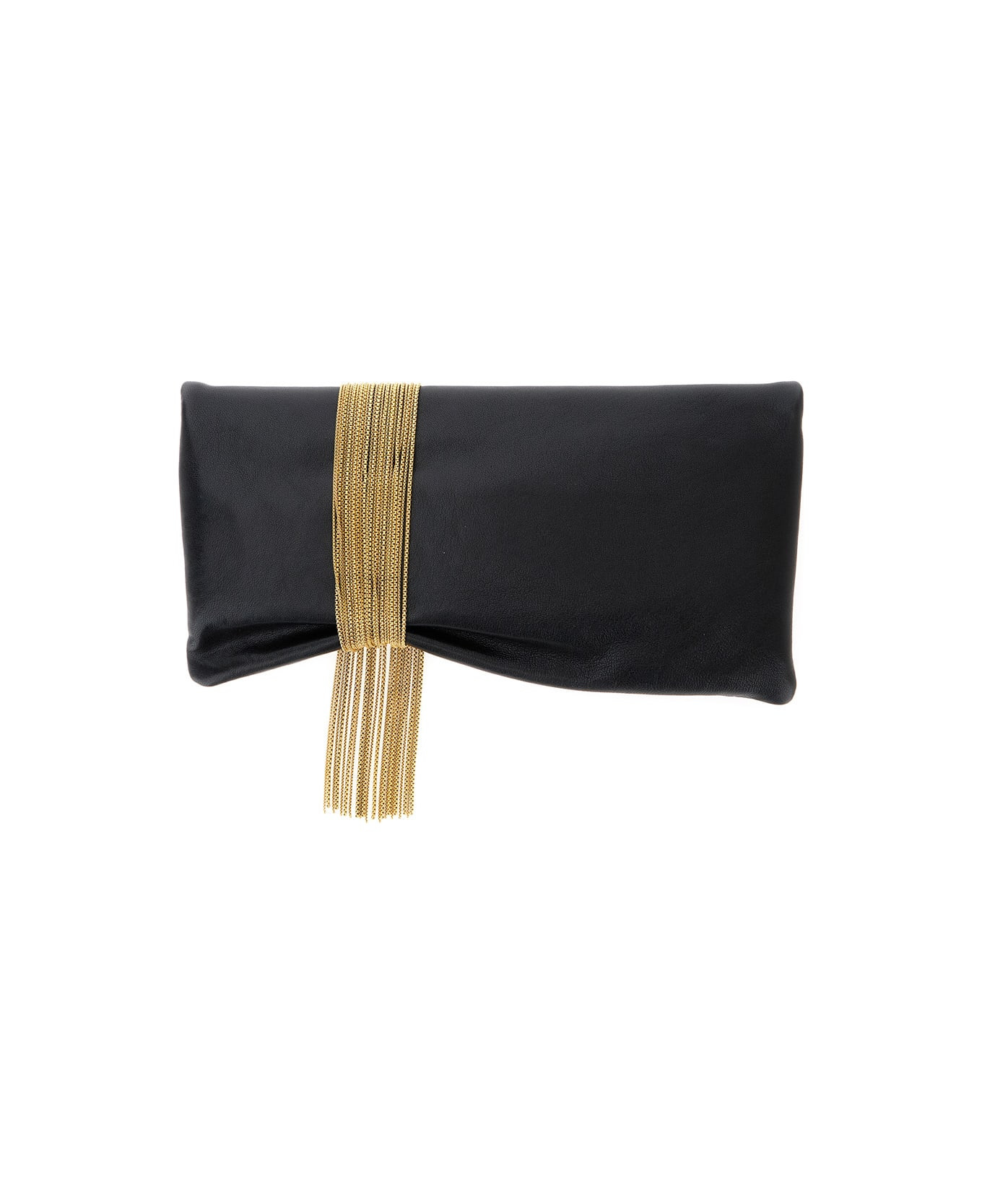 'zandra' Black Clutch With Pendant Crystals In Leather Woman - 2