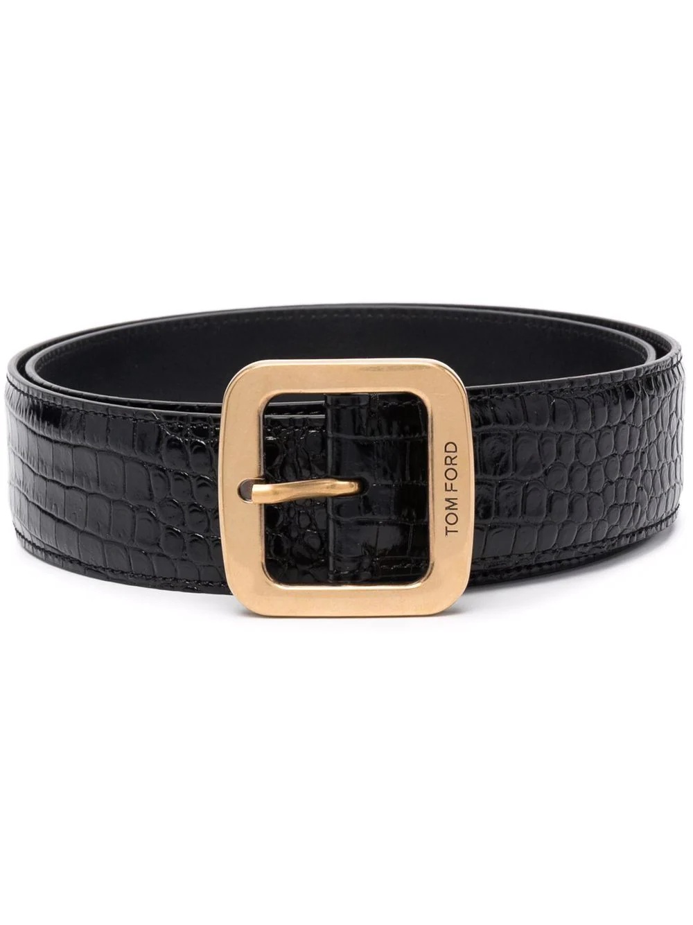 crocodile-effect leather belt - 1