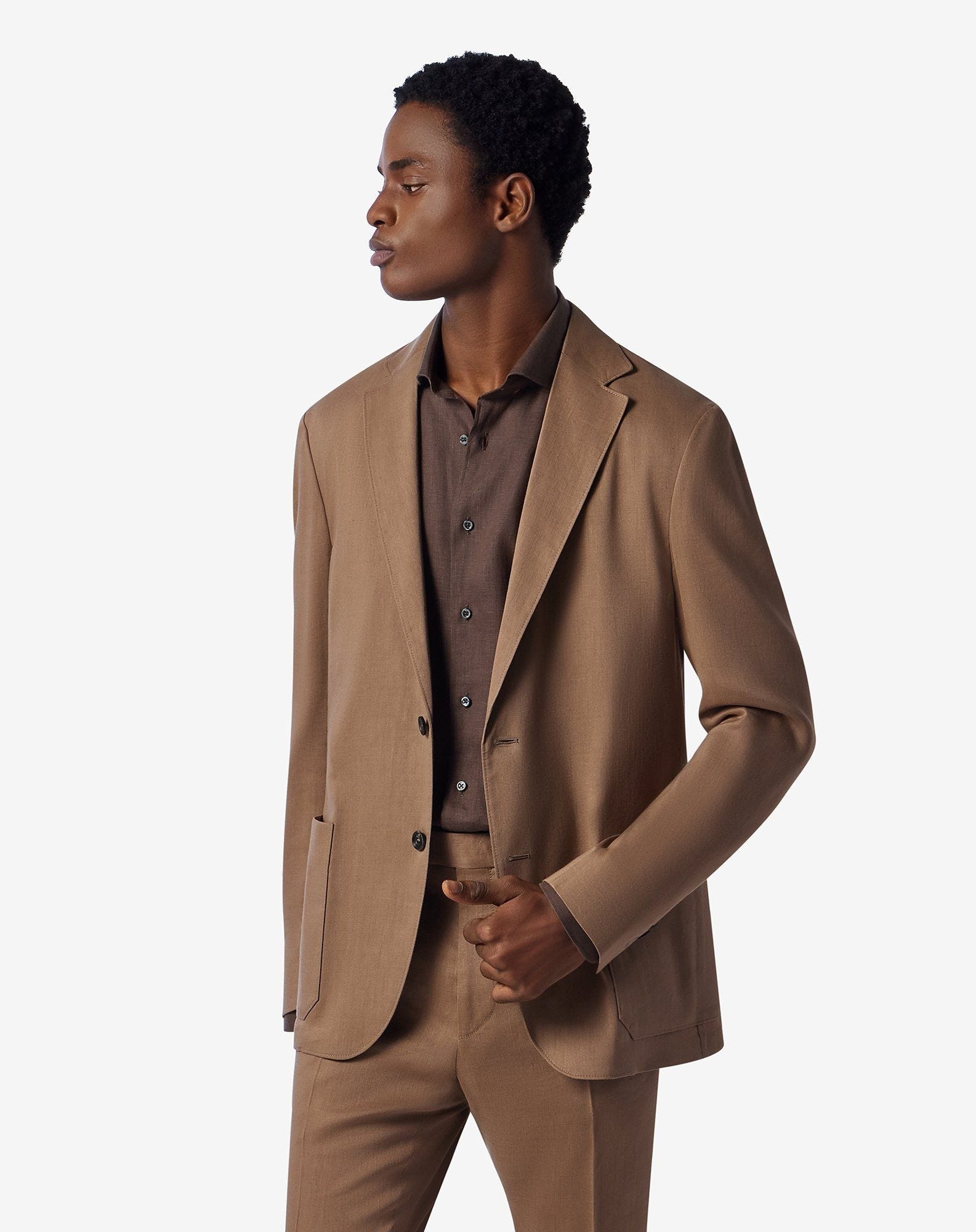 Beige linen, wool and mohair jacket - 2