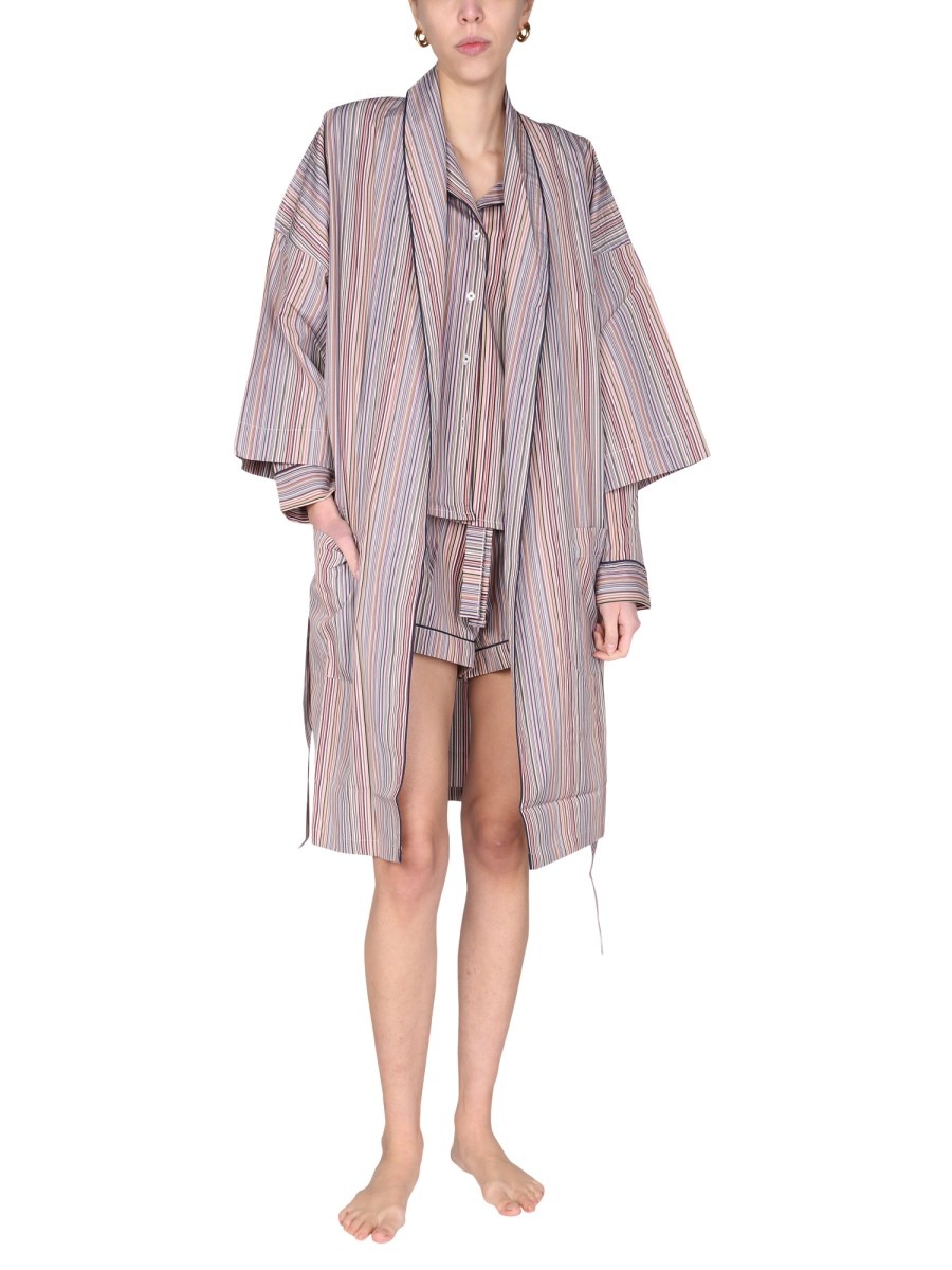 COTTON DRESSING GOWN WITH STRIPED PATTERN - 2