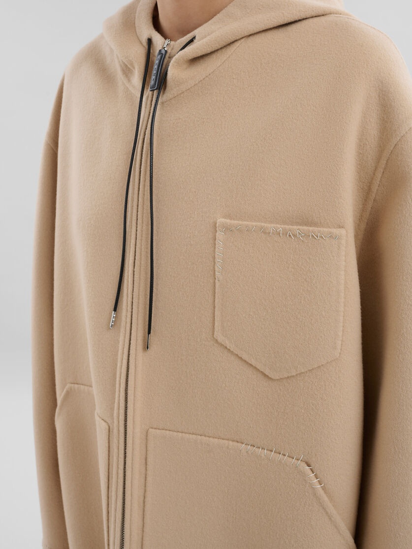 BEIGE WOOL-CASHMERE PARKA WITH MARNI MENDING - 5