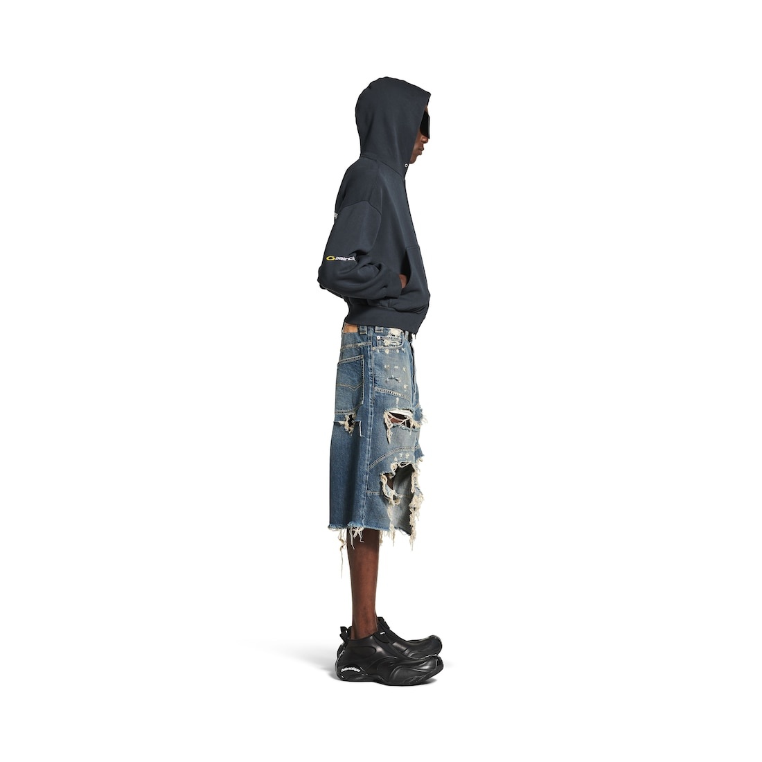 Men's Distressed Baggy Shorts in Blue - 3