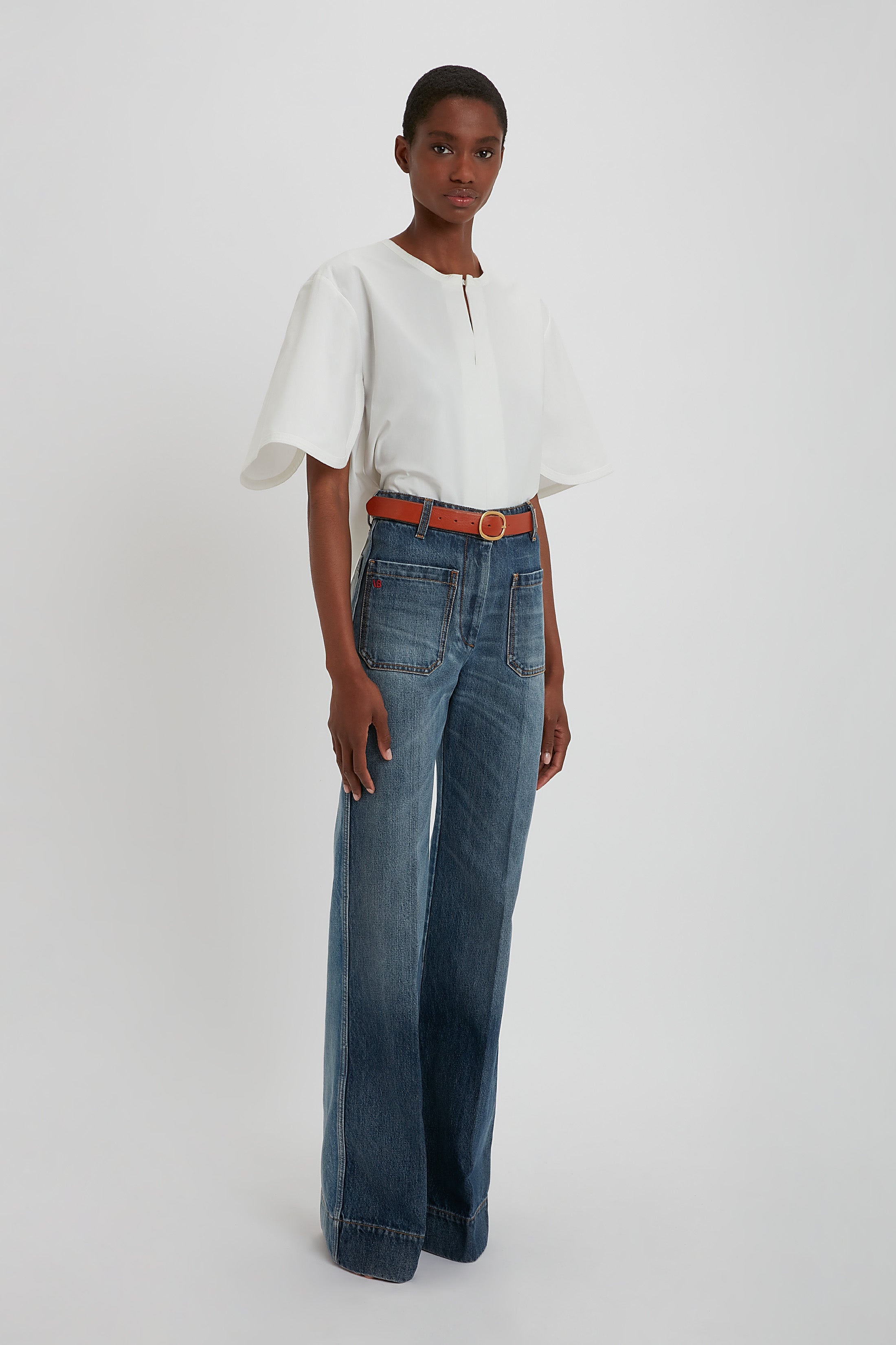 Stretch Cotton Top In White - 4