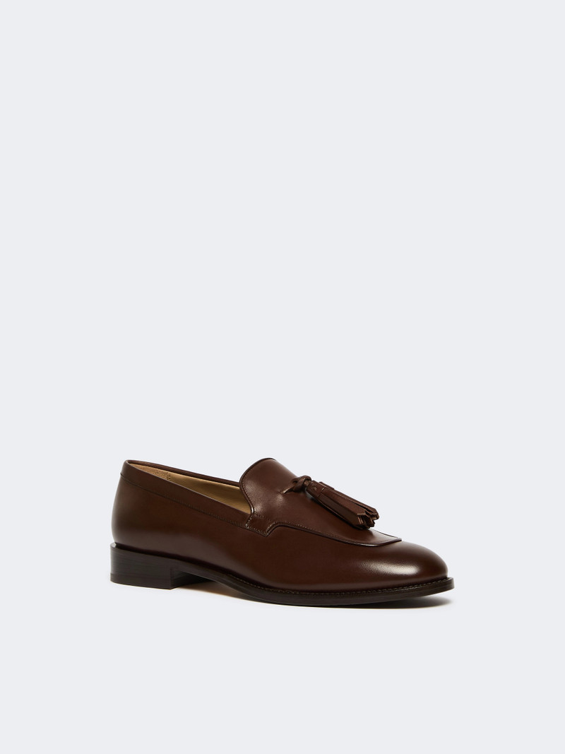 Max Mara SULTANO Tasselled leather loafers - COCOA outlook