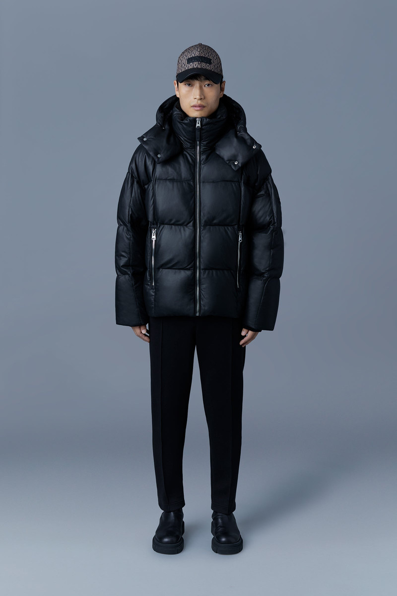 MACKAGE MIKKO (R) Leather down jacket with removable hood outlook
