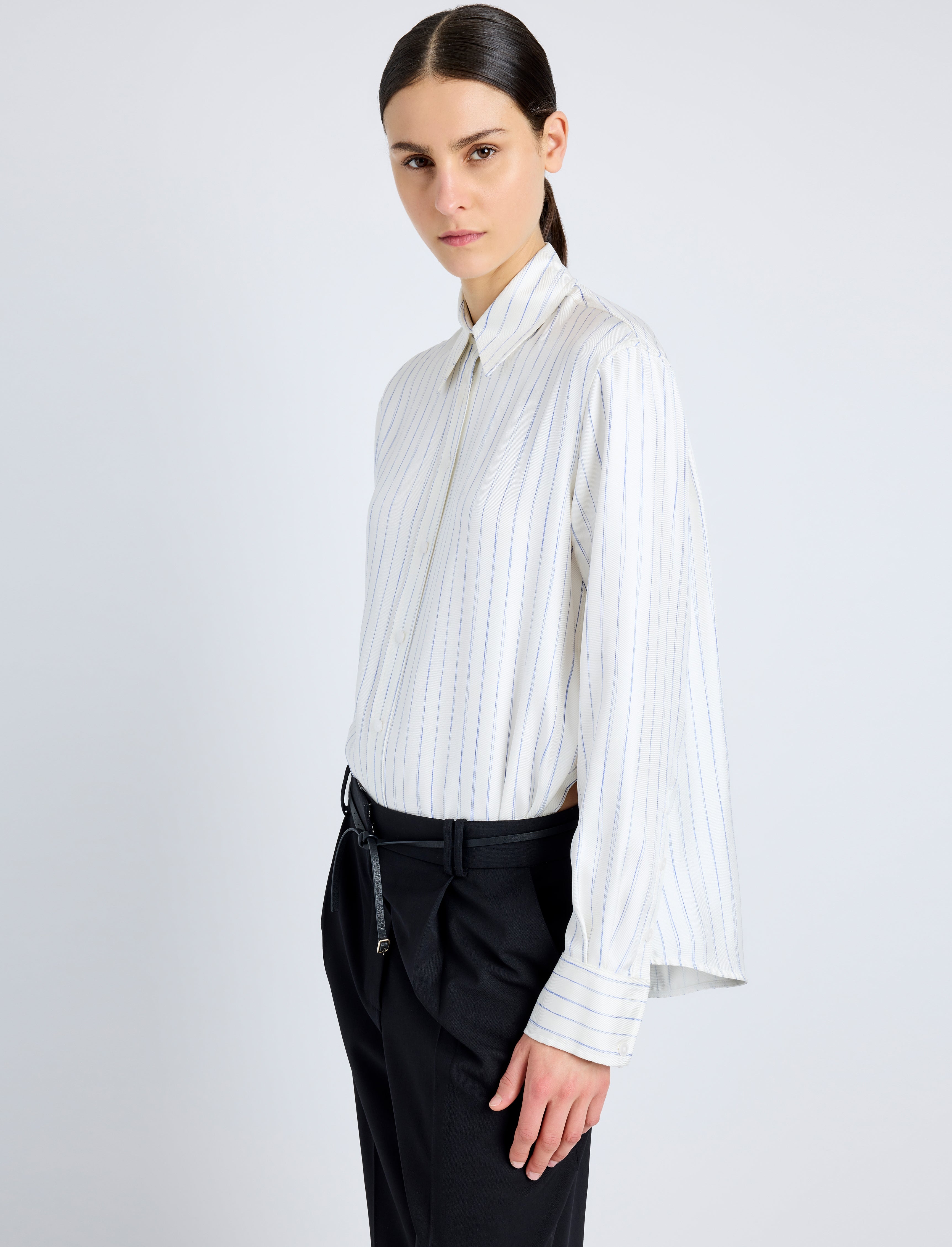 Madison Top in Stripe Silk Twill - 6