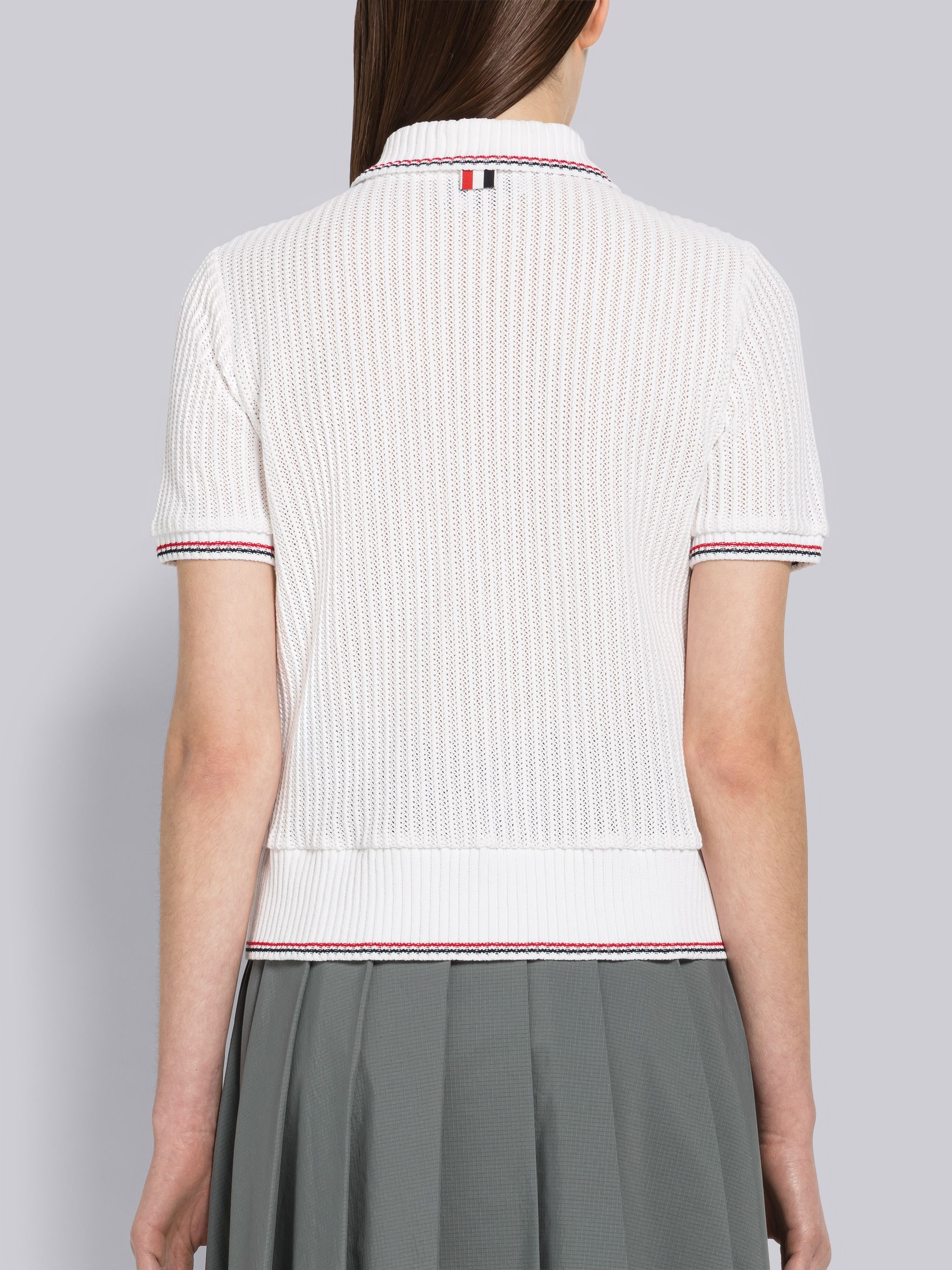 Solid Raschel Tipping Stripe Short Sleeve Polo - 3